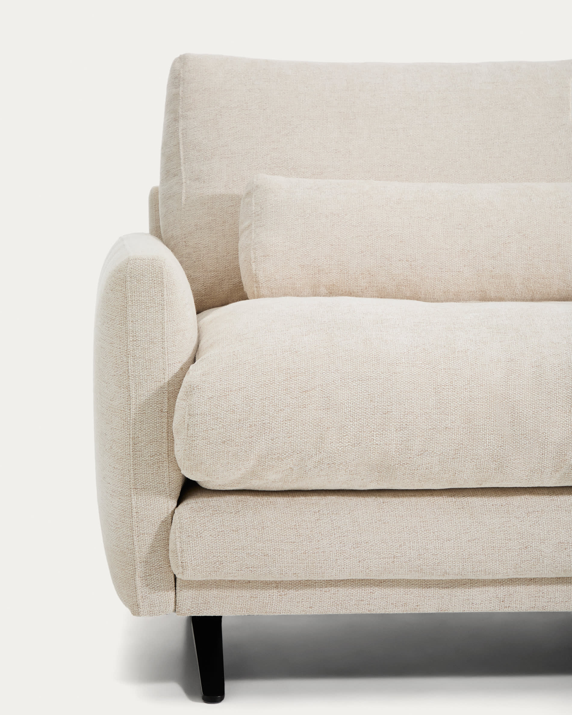 Veliro beige chenille 2-seater sofa with black steel legs 210cm FSC Mix Credit