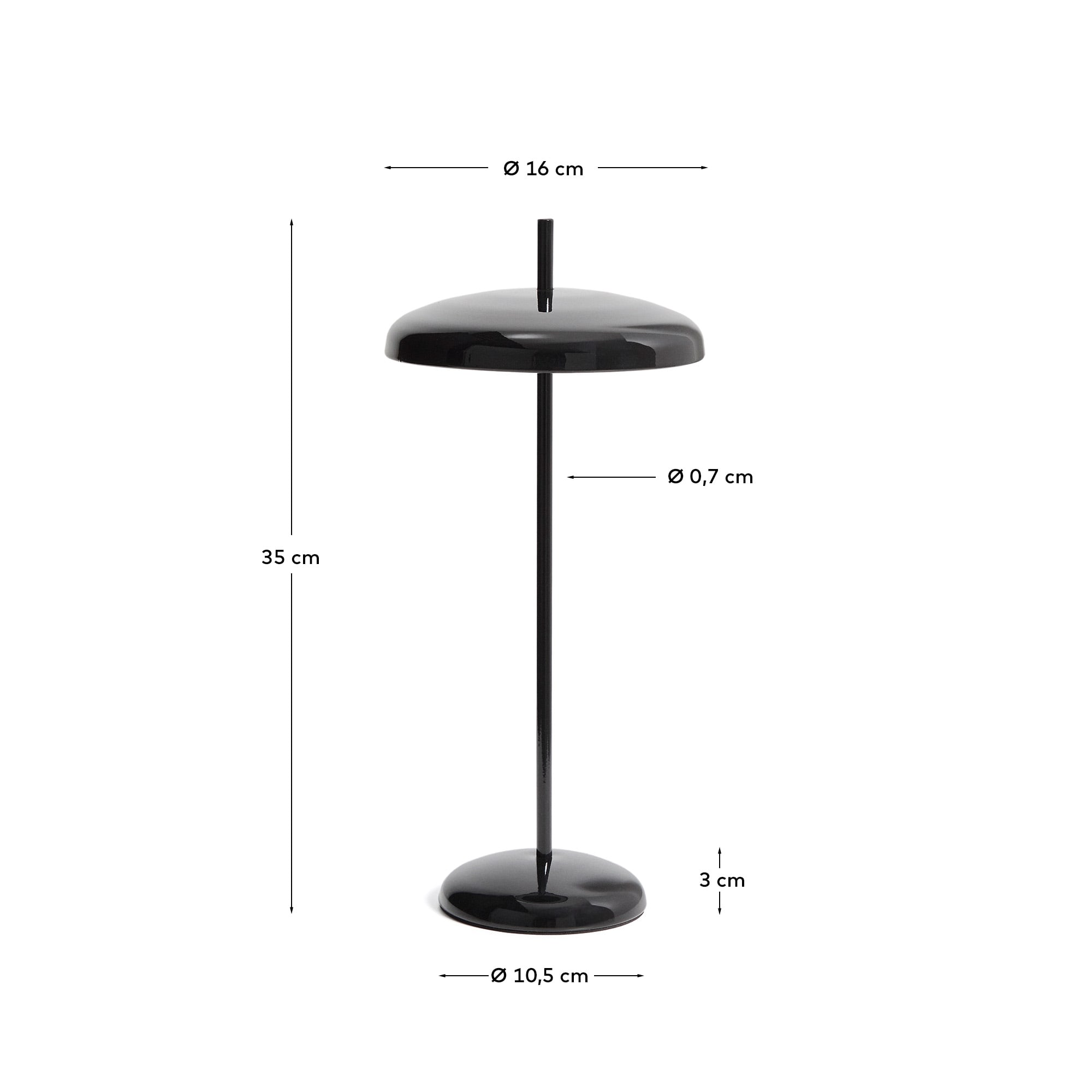 Porte black aluminium portable table lamp