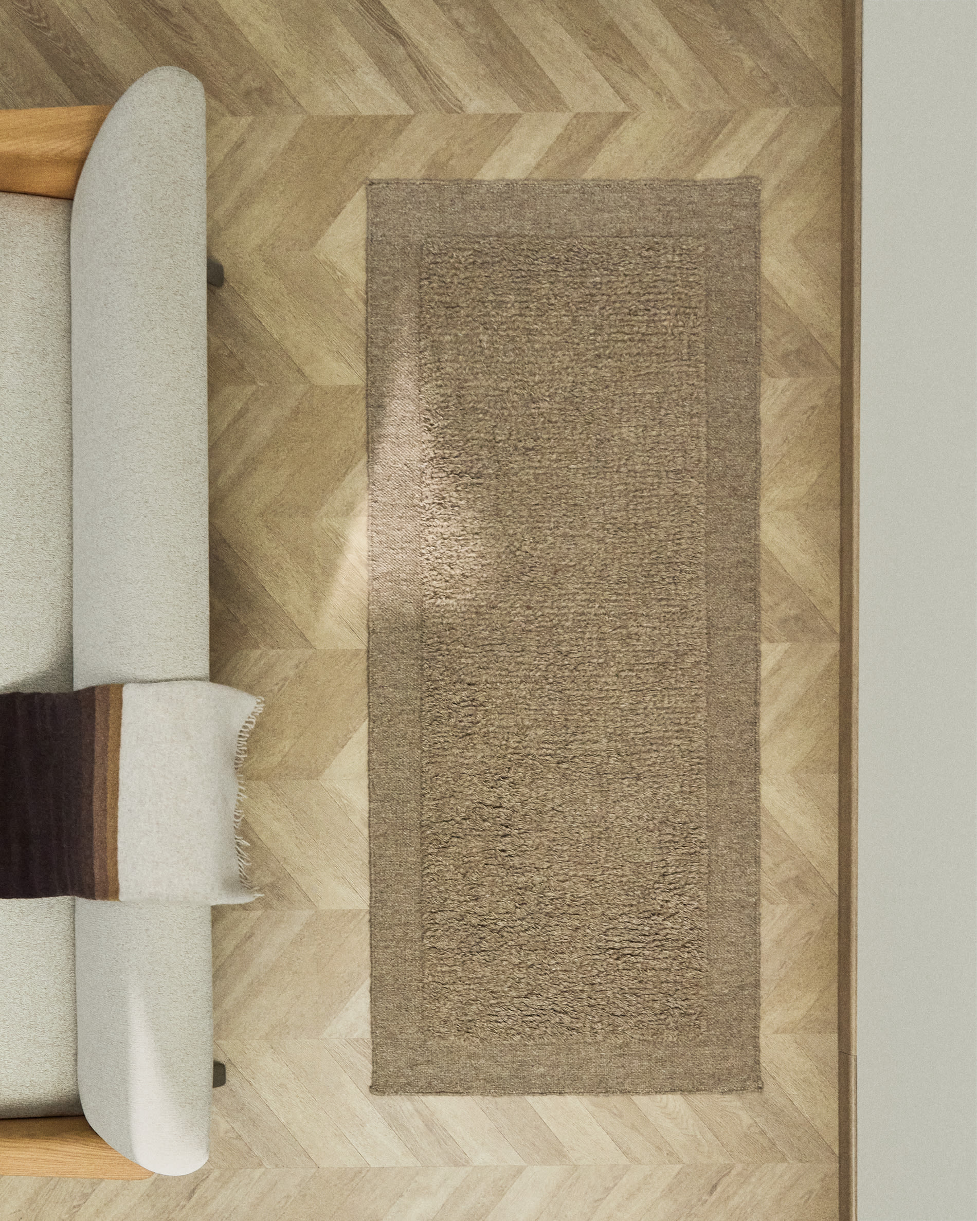 Marely beige wool runner rug 200 x 80cm