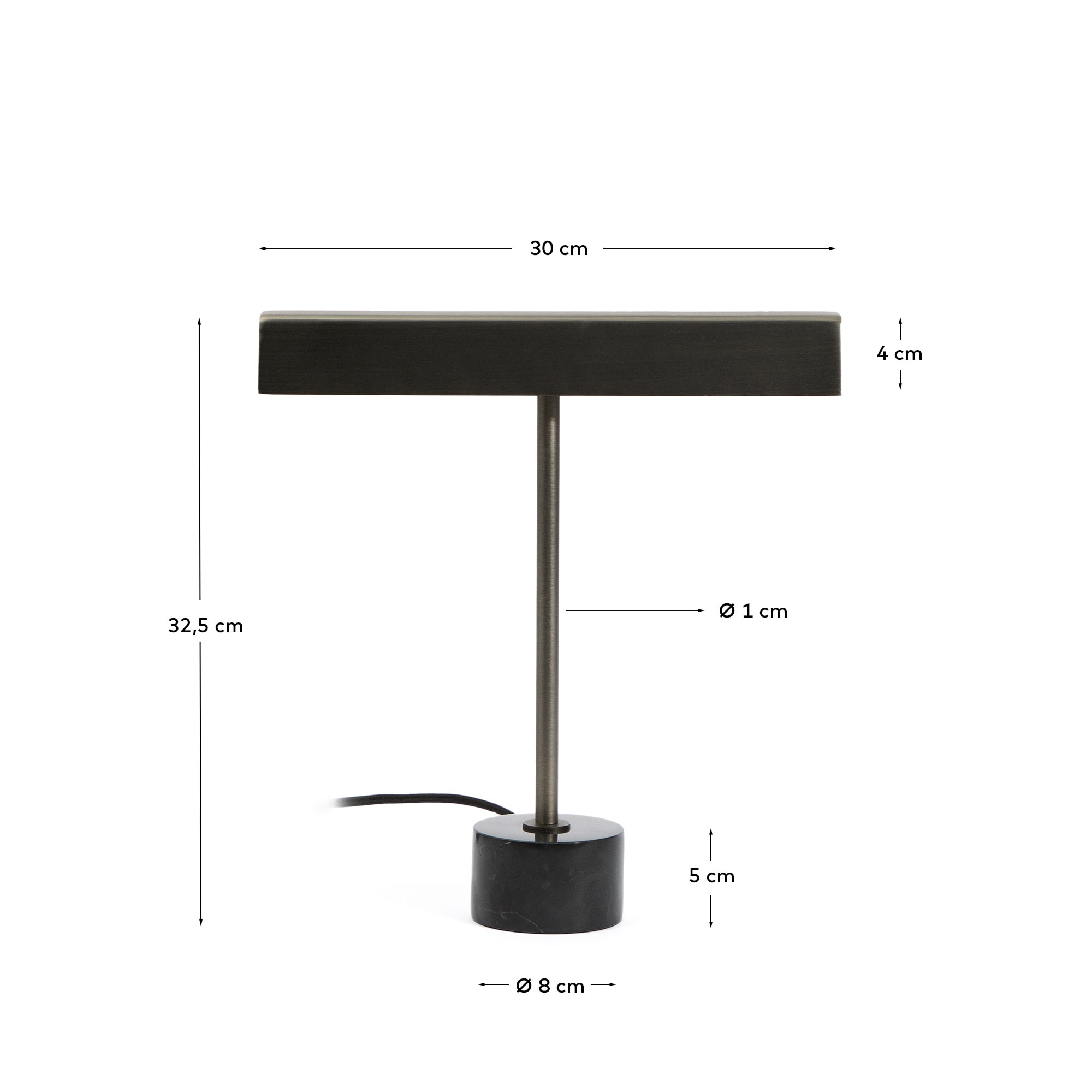 Lynor brushed metal table lamp with black marble base
