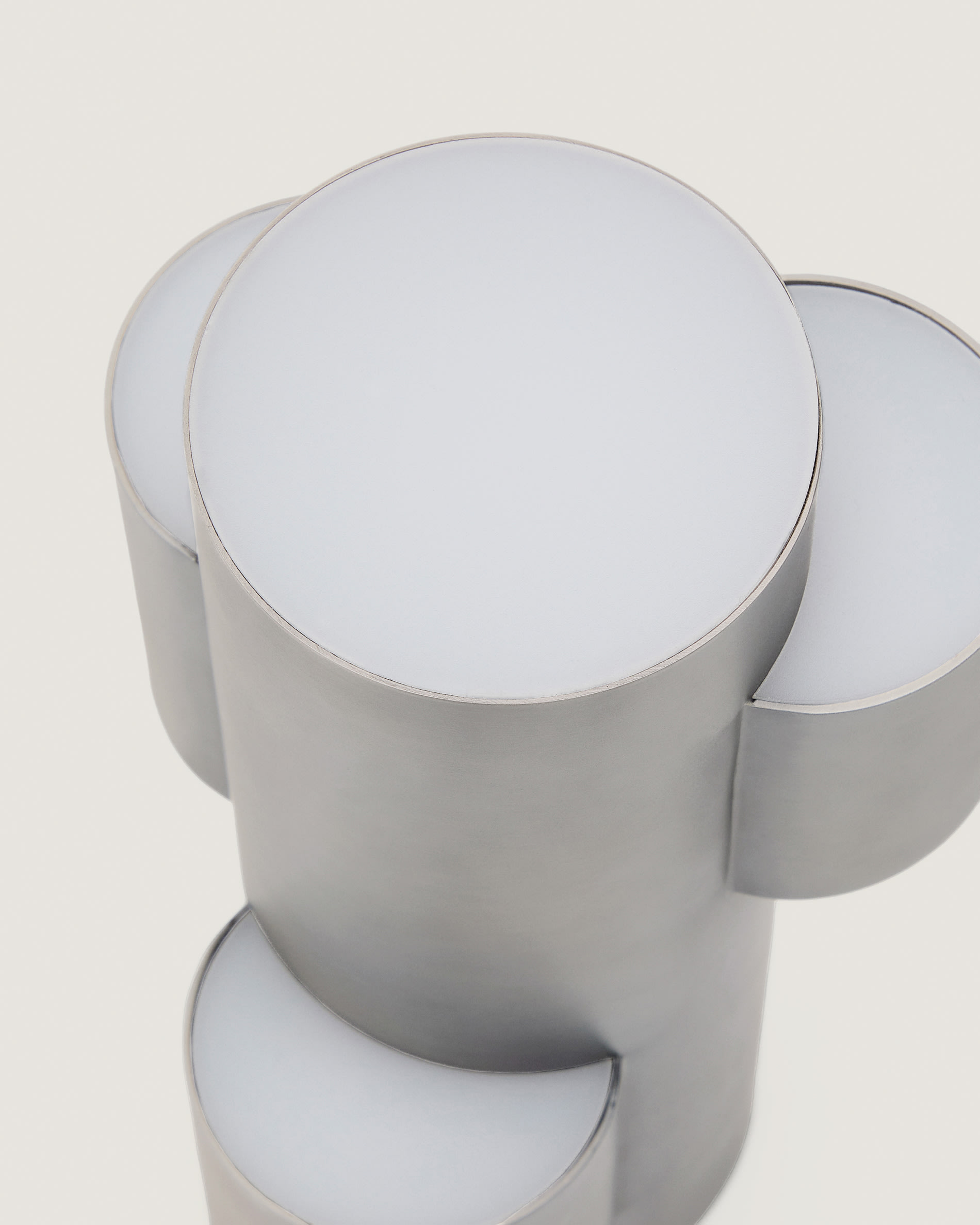 Adrina portable LED table lamp in light grey metal with brushed finish