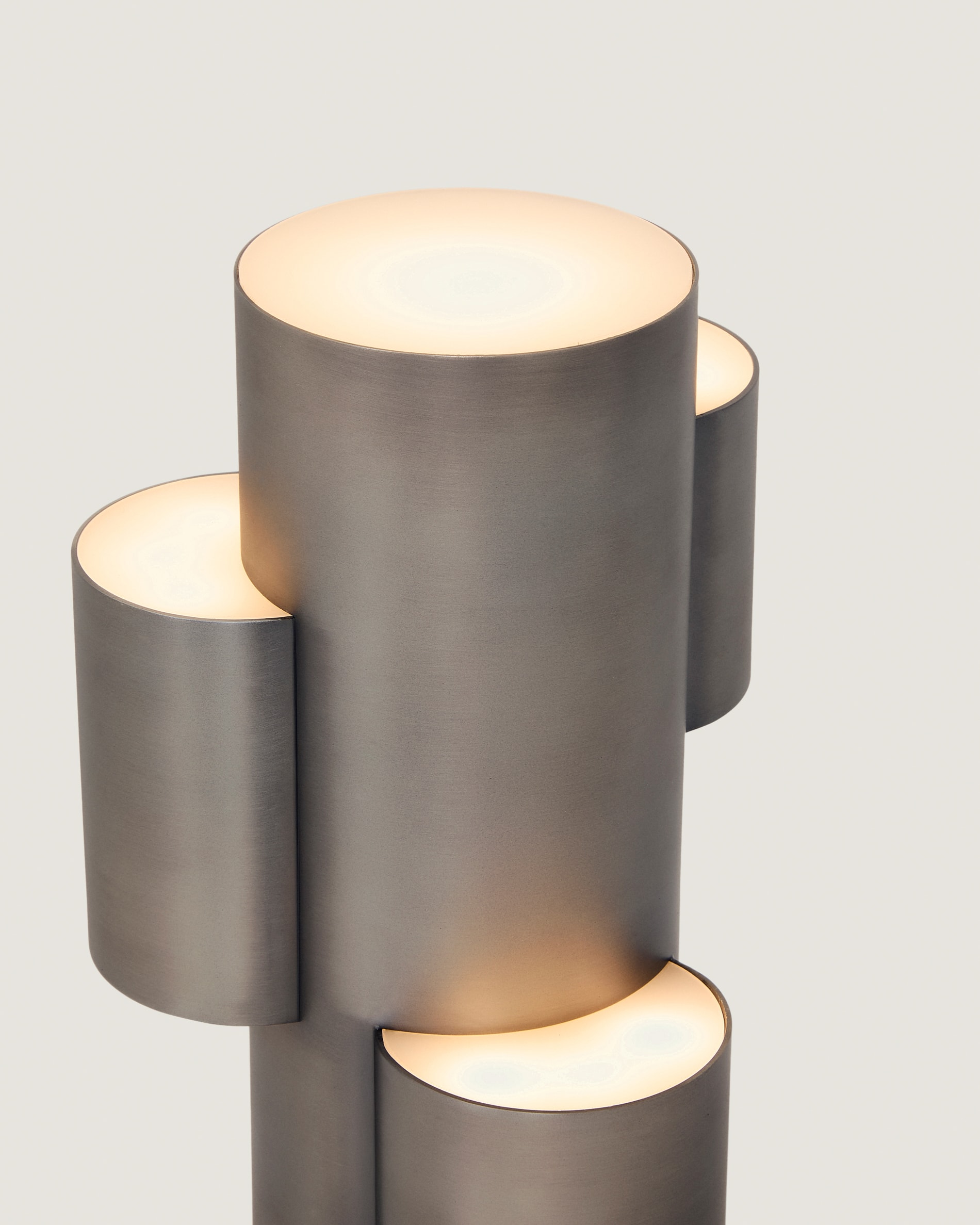 Adrina portable LED table lamp in dark grey metal with brushed finish