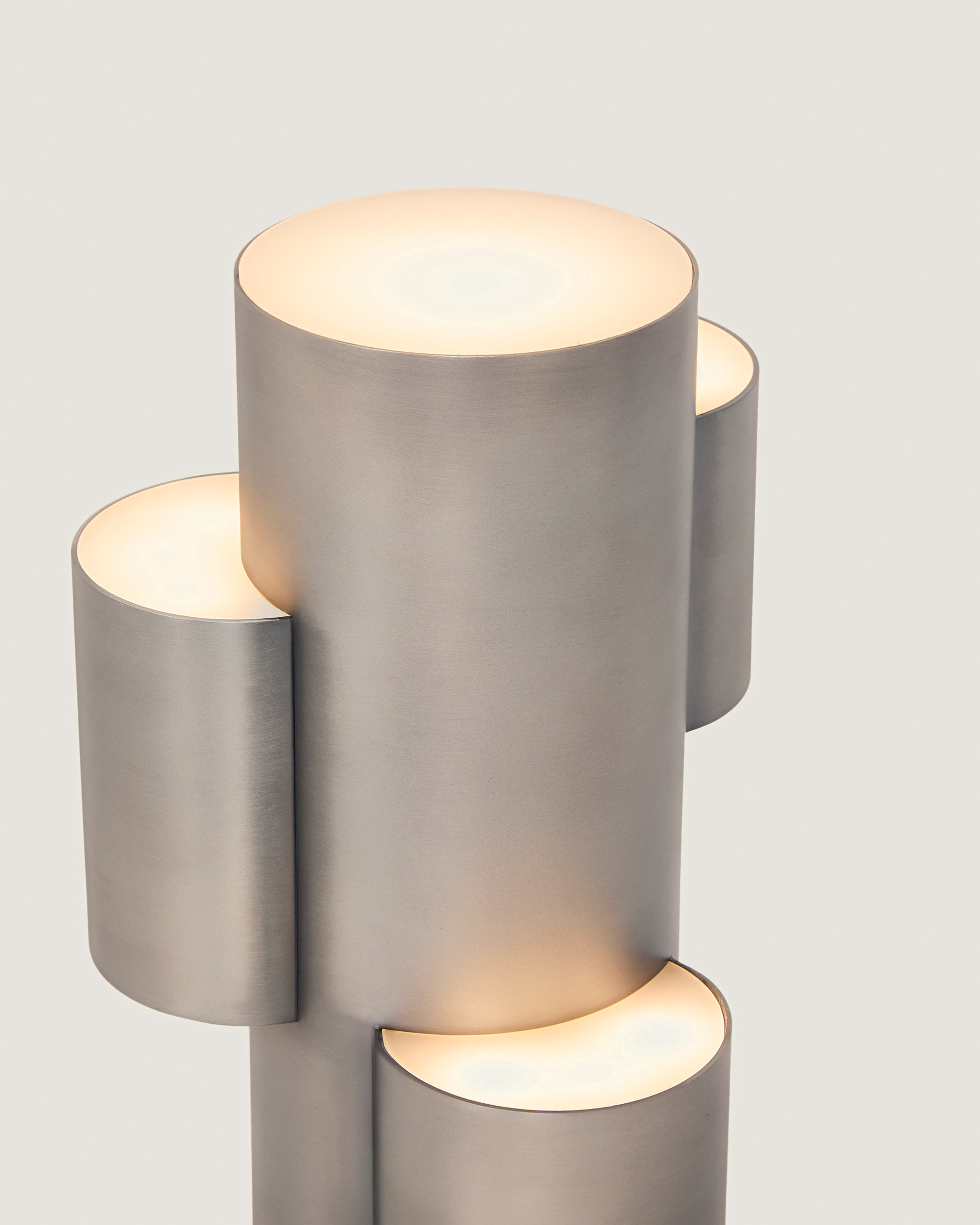 Adrina portable LED table lamp in light grey metal with brushed finish