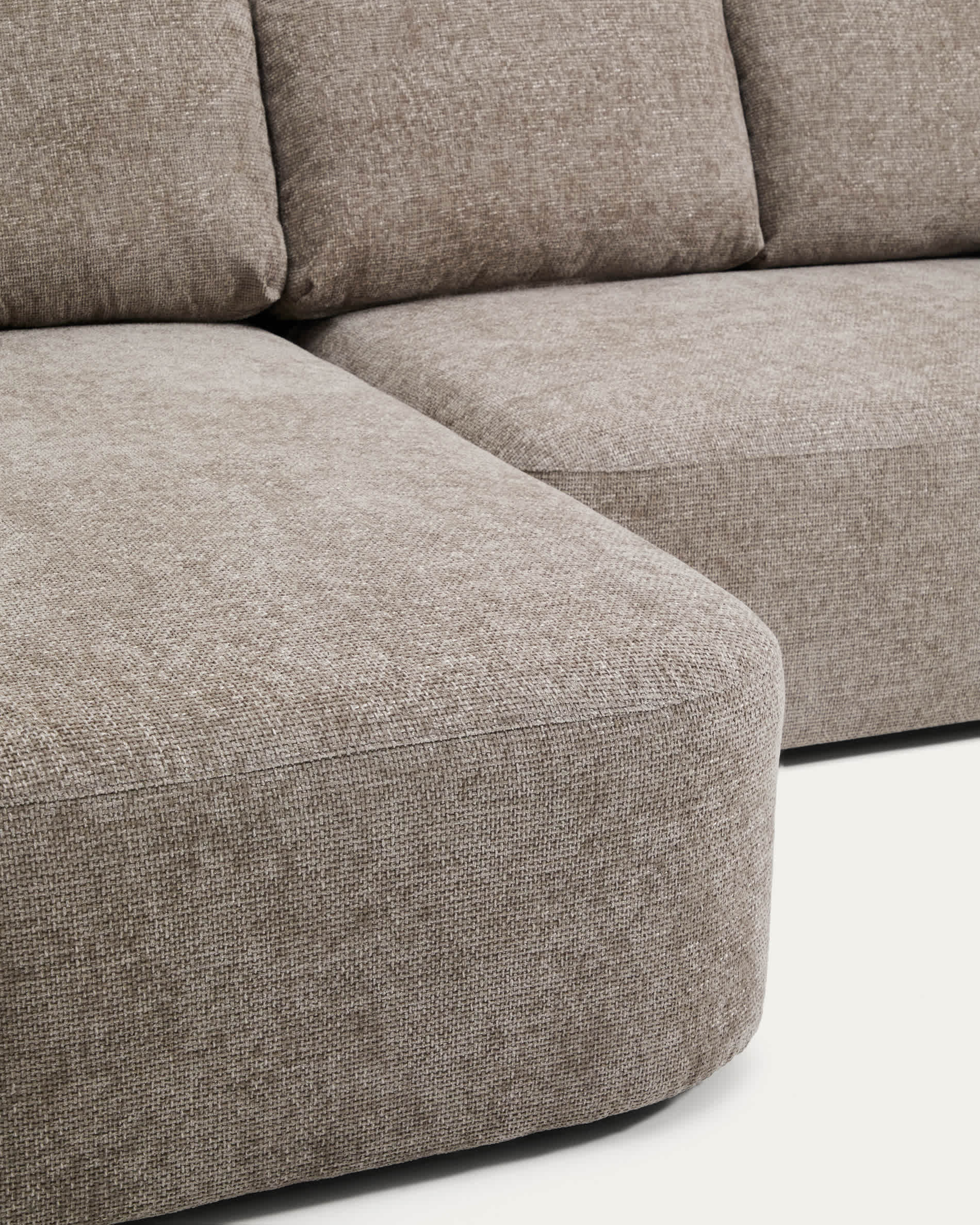 Laira 3-seater sofa bed with left chaise longue in taupe chenille 246cm FSC Mix Credit