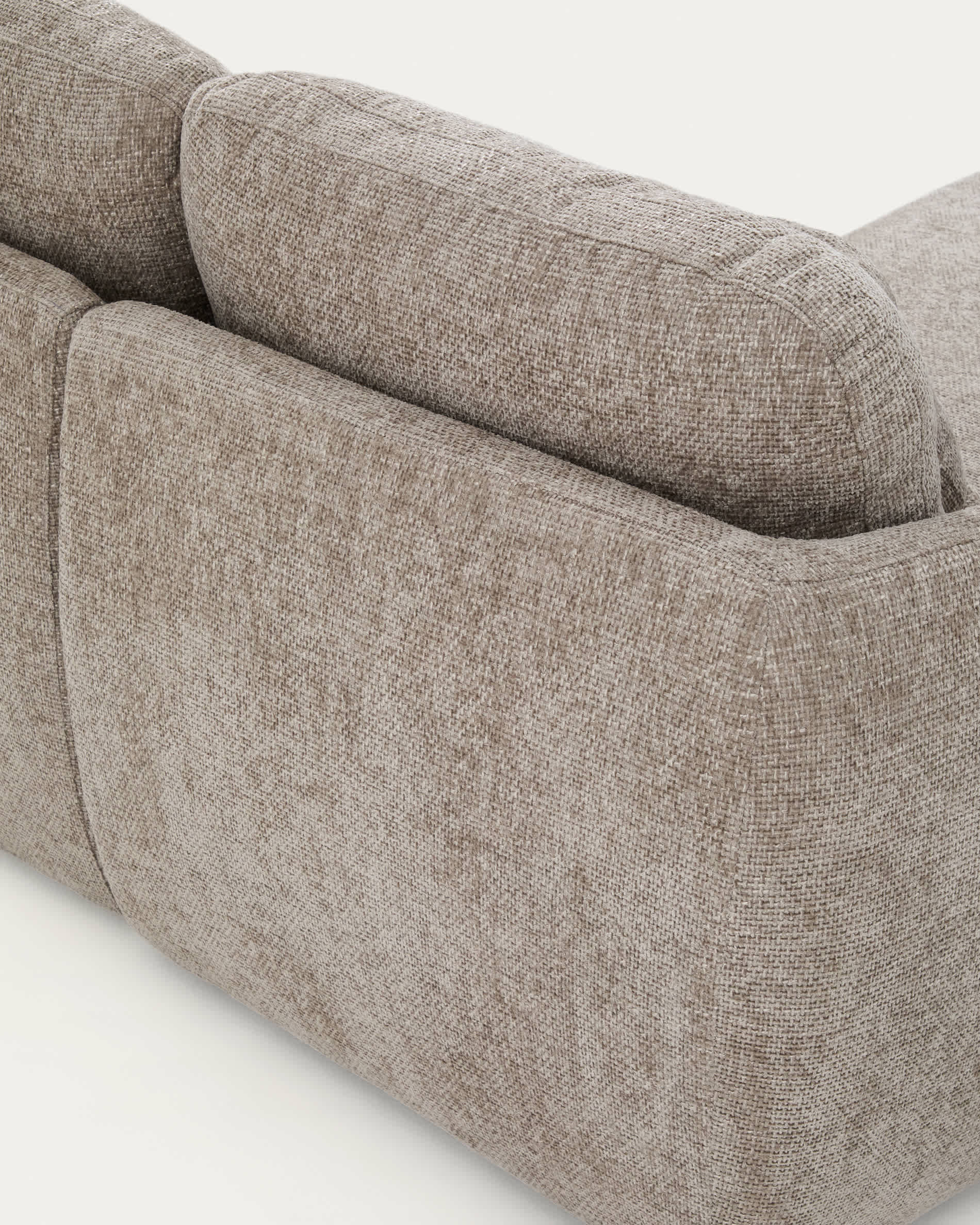 Laira 3-seater sofa bed with left chaise longue in taupe chenille 246cm FSC Mix Credit