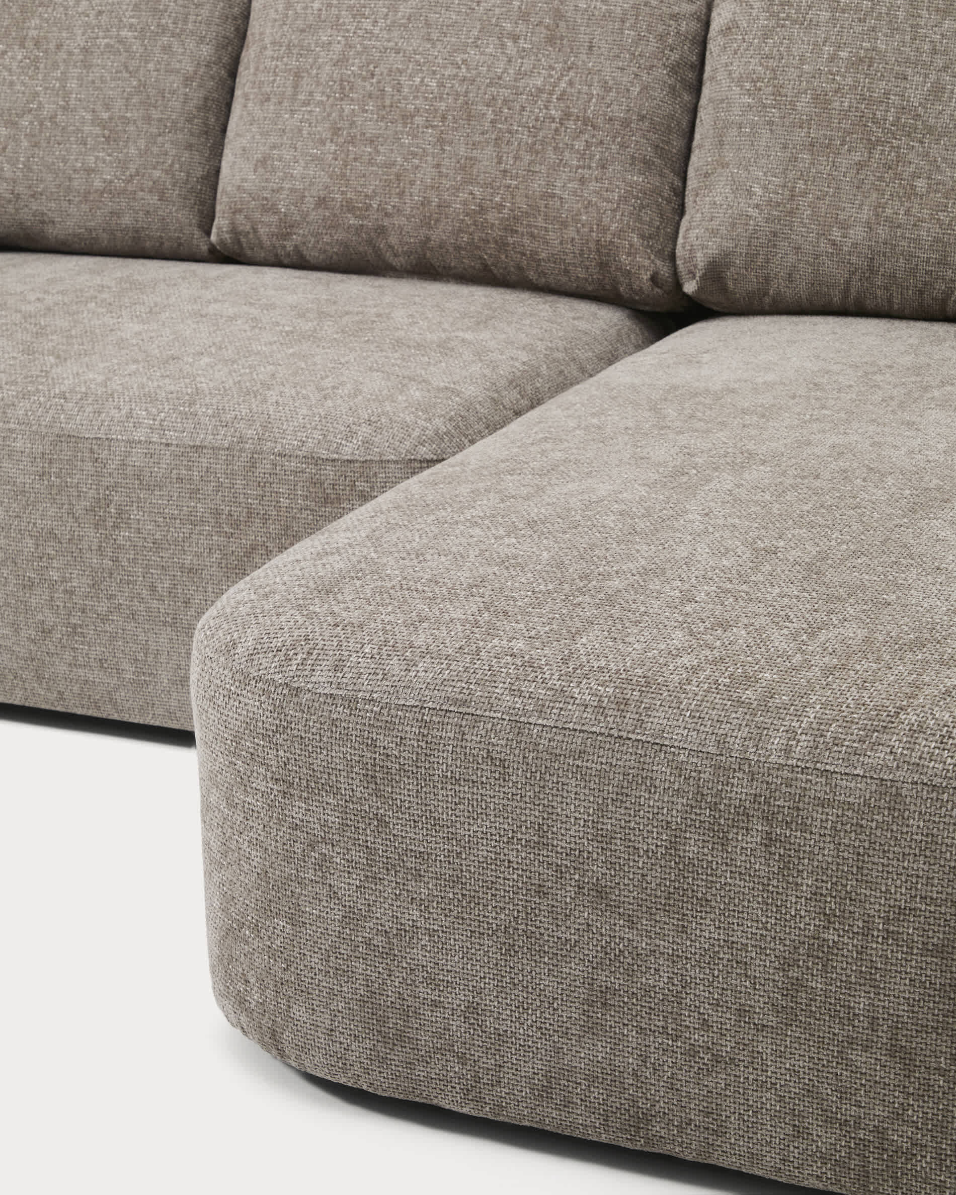 Laira 3-seater sofa bed with right chaise longue in taupe chenille 246cm FSC Mix Credit