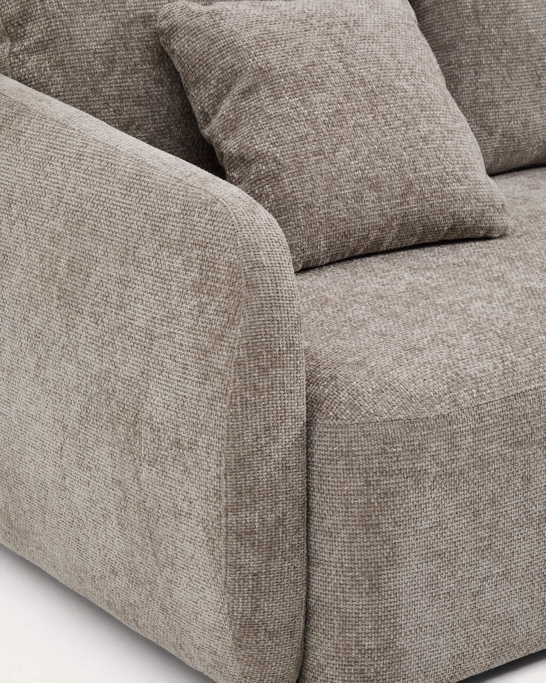 Laira 3-seater sofa bed with right chaise longue in taupe chenille 246cm FSC Mix Credit