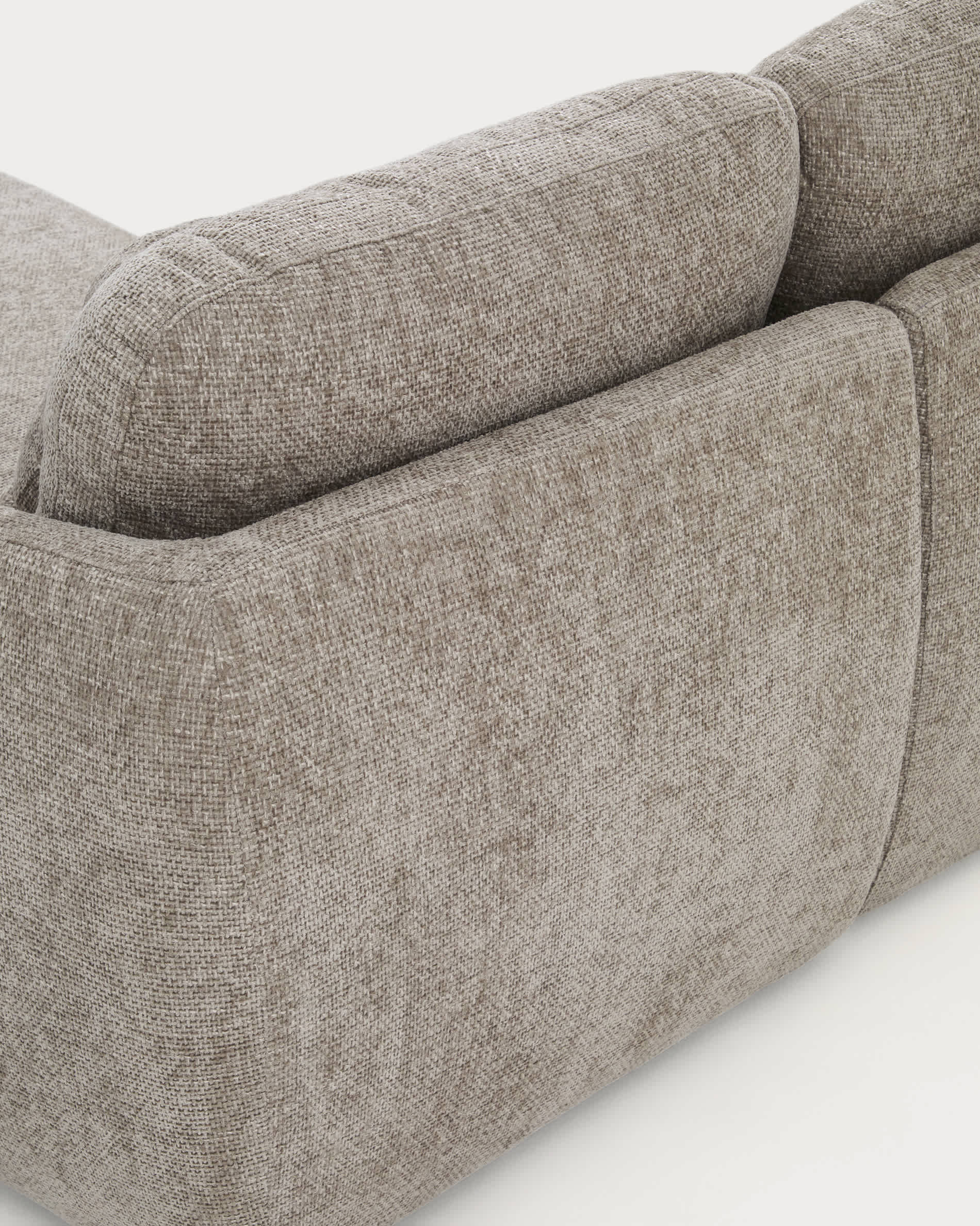 Laira 3-seater sofa bed with right chaise longue in taupe chenille 246cm FSC Mix Credit