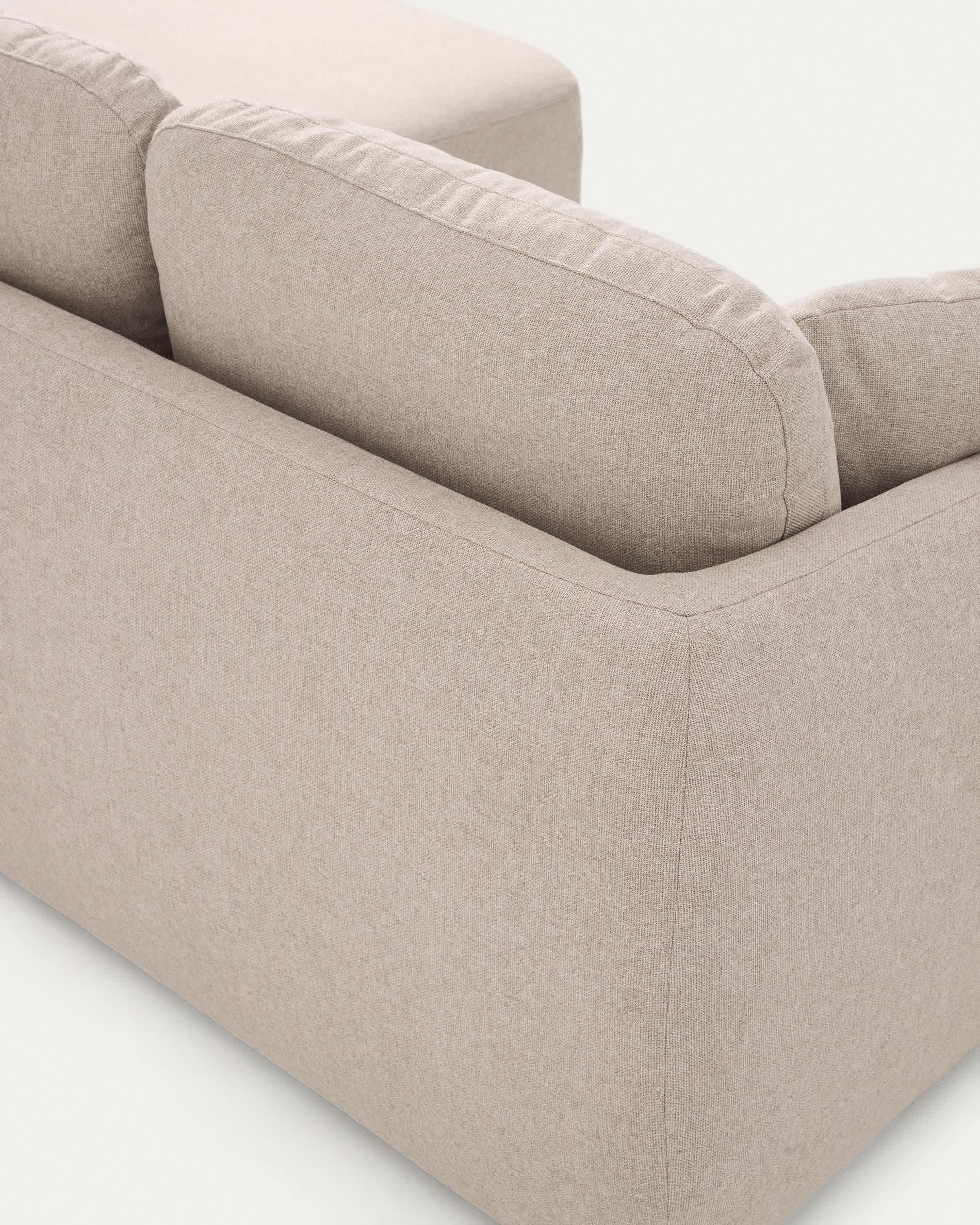 Laira 3-seater sofa bed with right chaise longue in beige chenille 246cm FSC Mix Credit