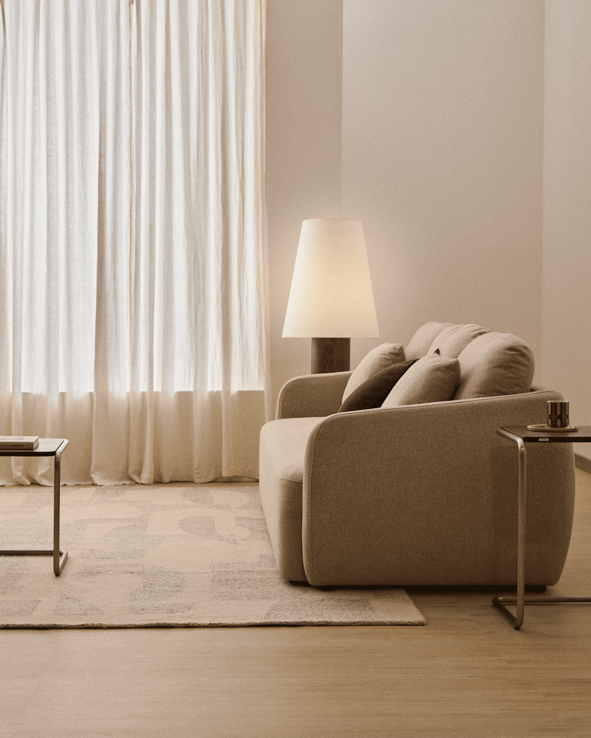 Laira 3-seater sofa bed in beige chenille 218cm FSC Mix Credit