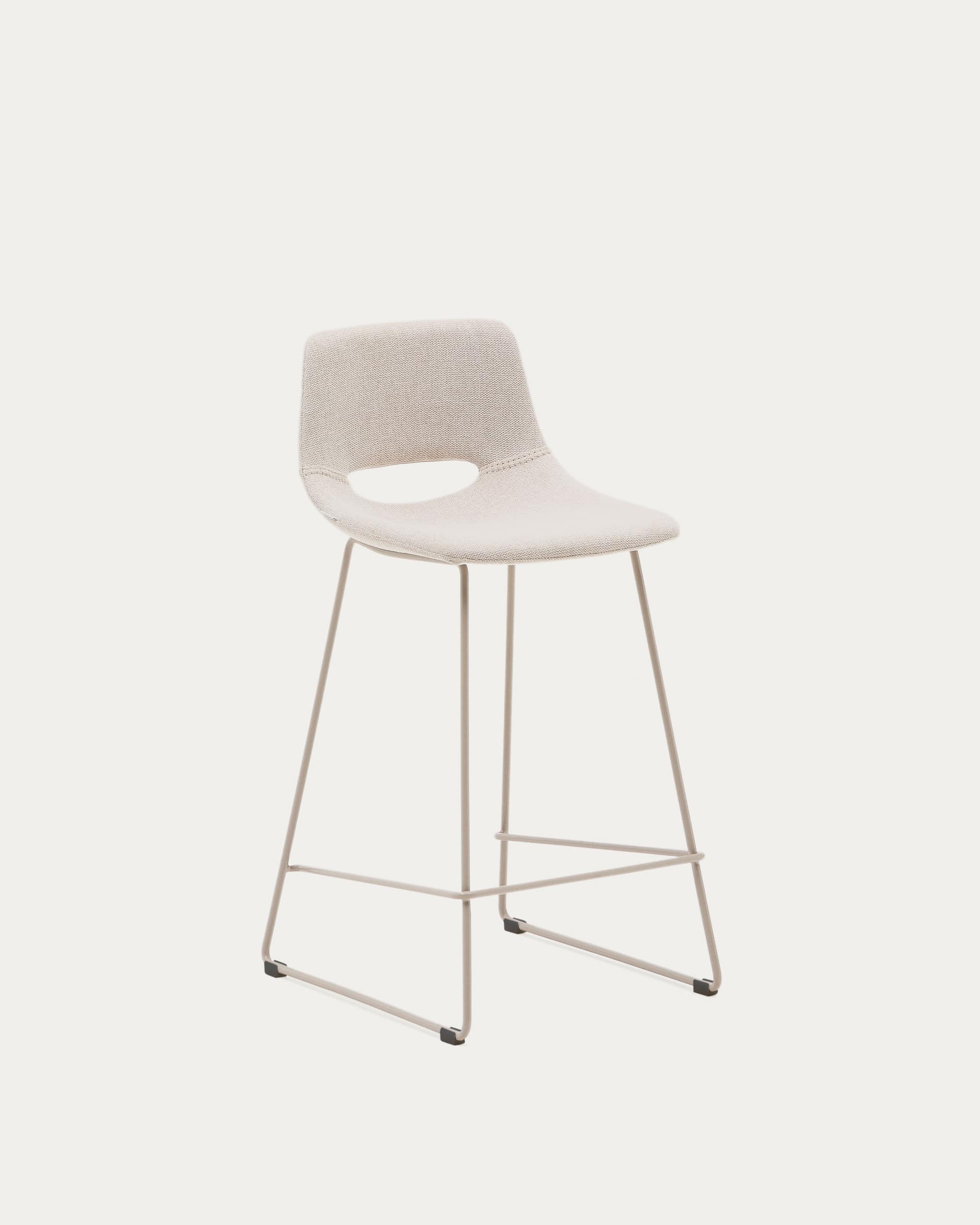 Zahara beige stool with steel in a beige finish, height 65 cm FSC 100%