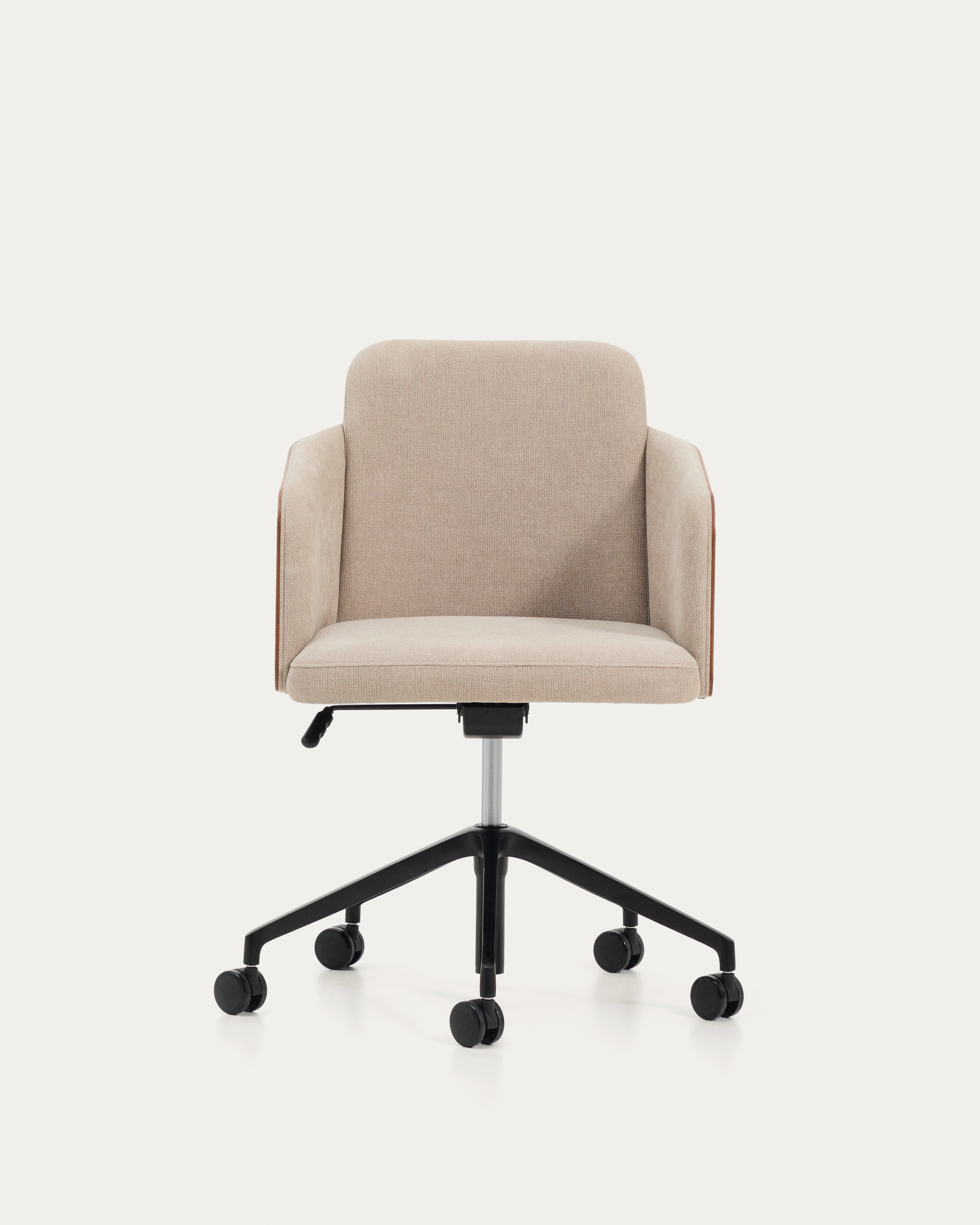 Madai desk chair in brown chenille and ash veneer with walnut finish FSC Mix Credit