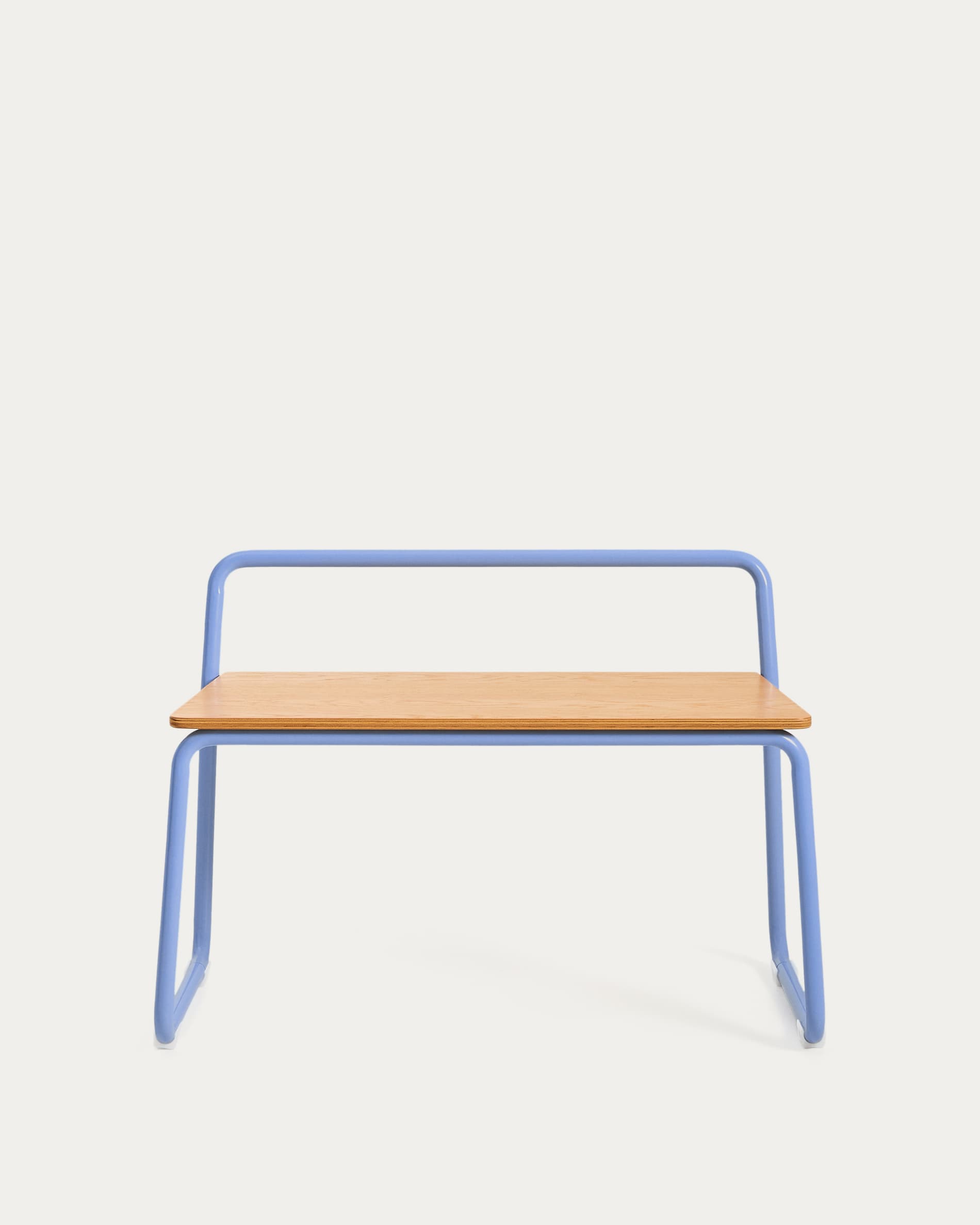 Tinn ash veneer bench with a blue metal structure, 75 cm