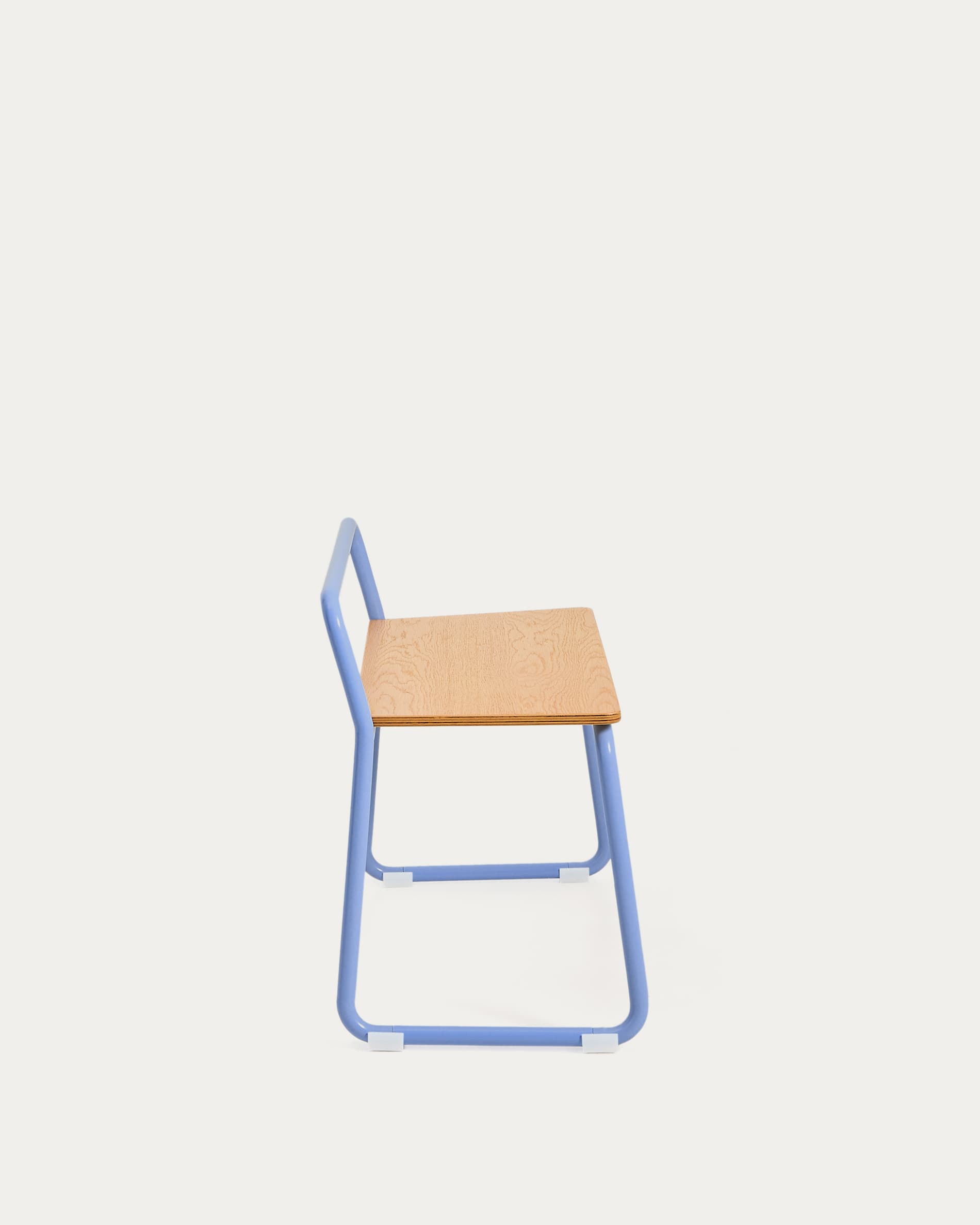 Tinn ash veneer bench with a blue metal structure, 75 cm