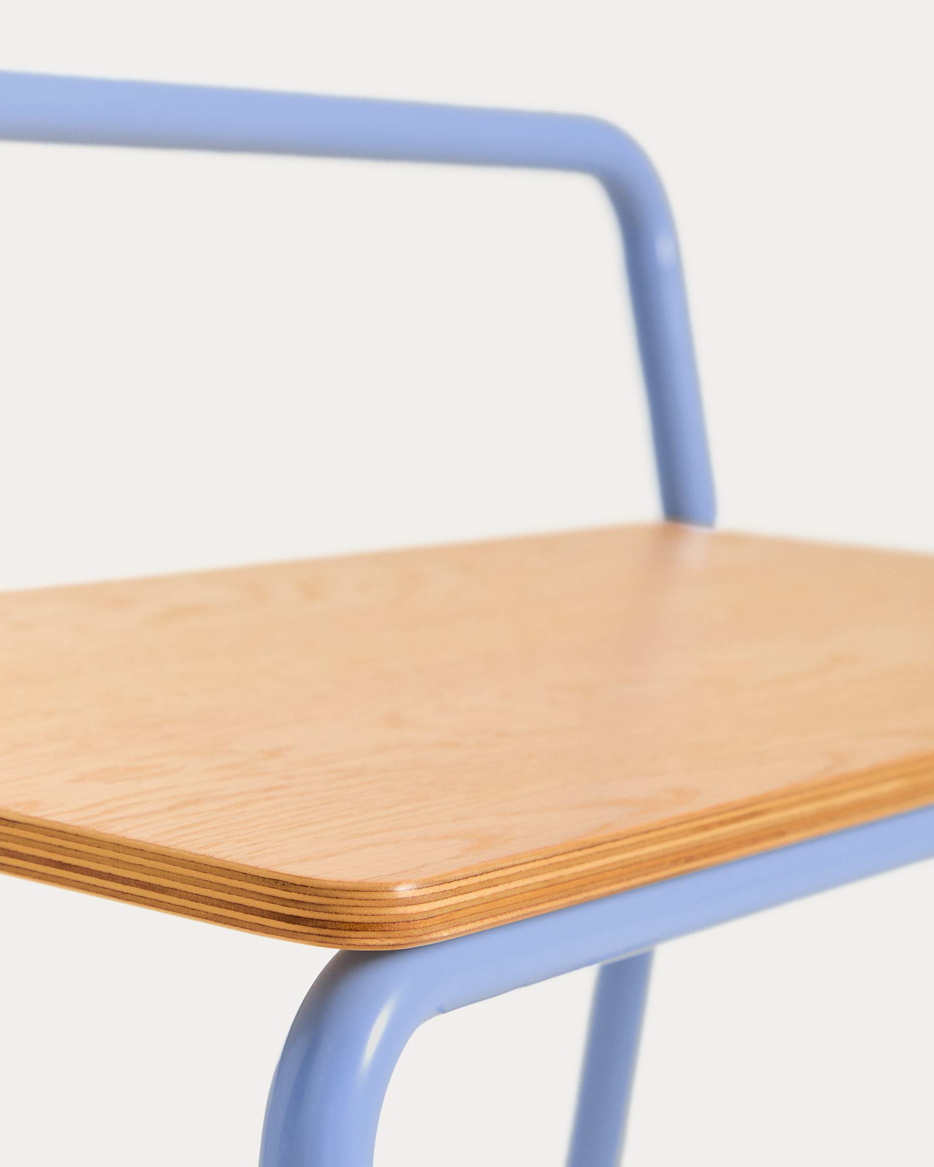Tinn ash veneer bench with a blue metal structure, 75 cm