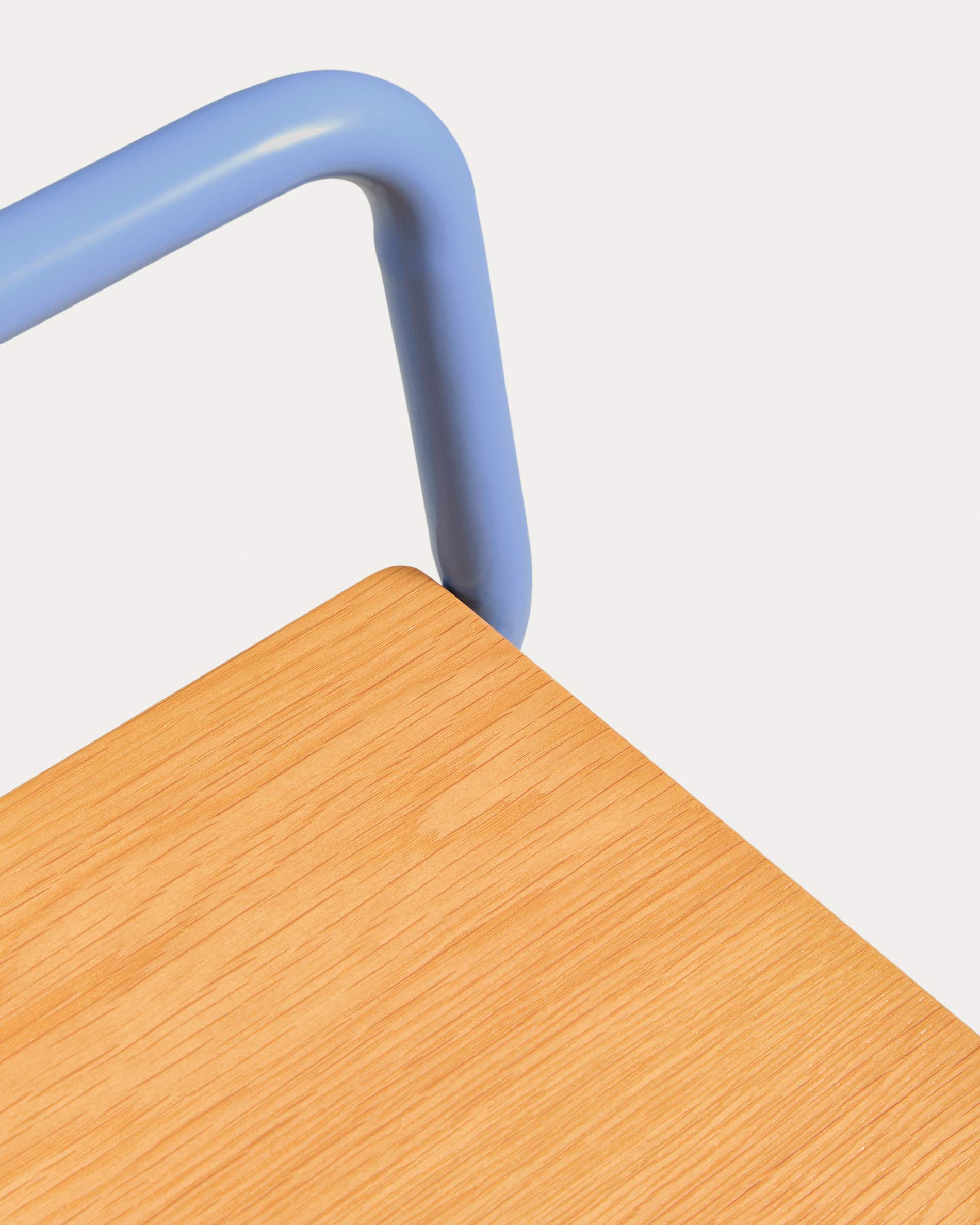 Tinn ash veneer bench with a blue metal structure, 75 cm