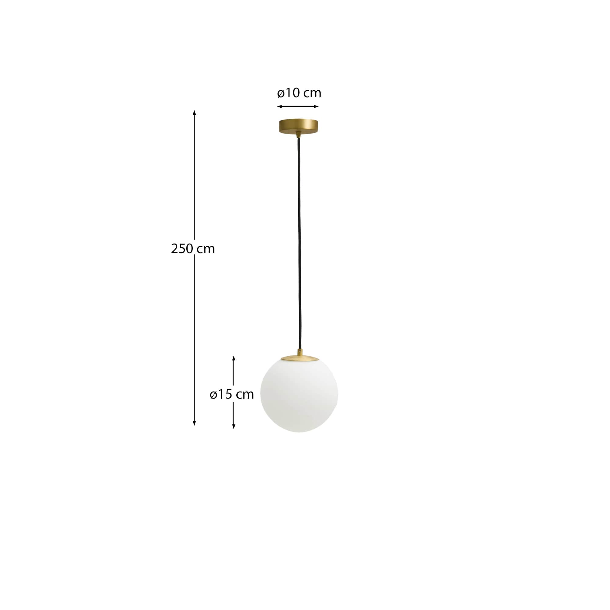 Brisia metal ceiling lamp with brushed brass finish and 1 frosted glass ball Ø15cm