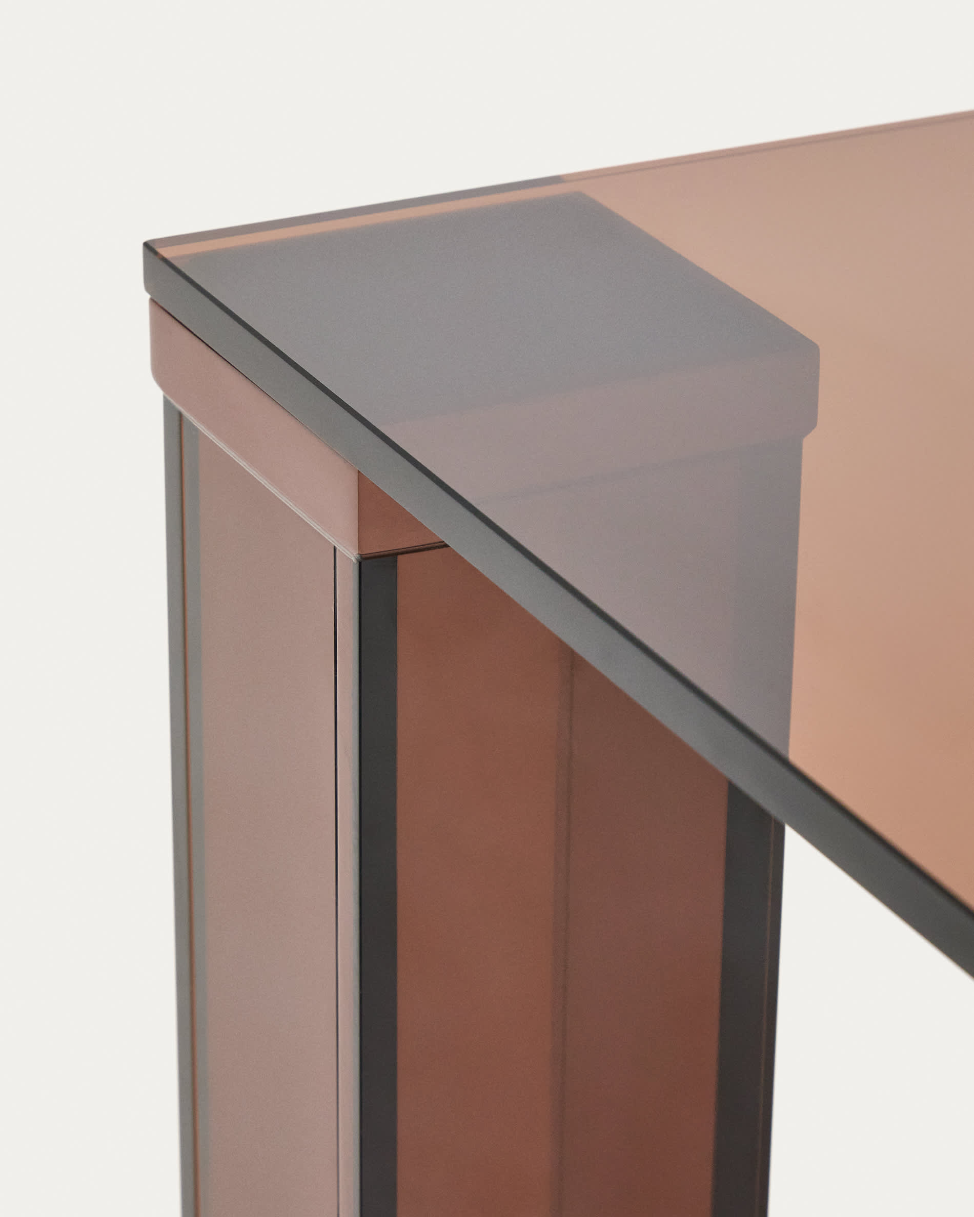 Adularia table in brown tempered glass 200 x 100cm