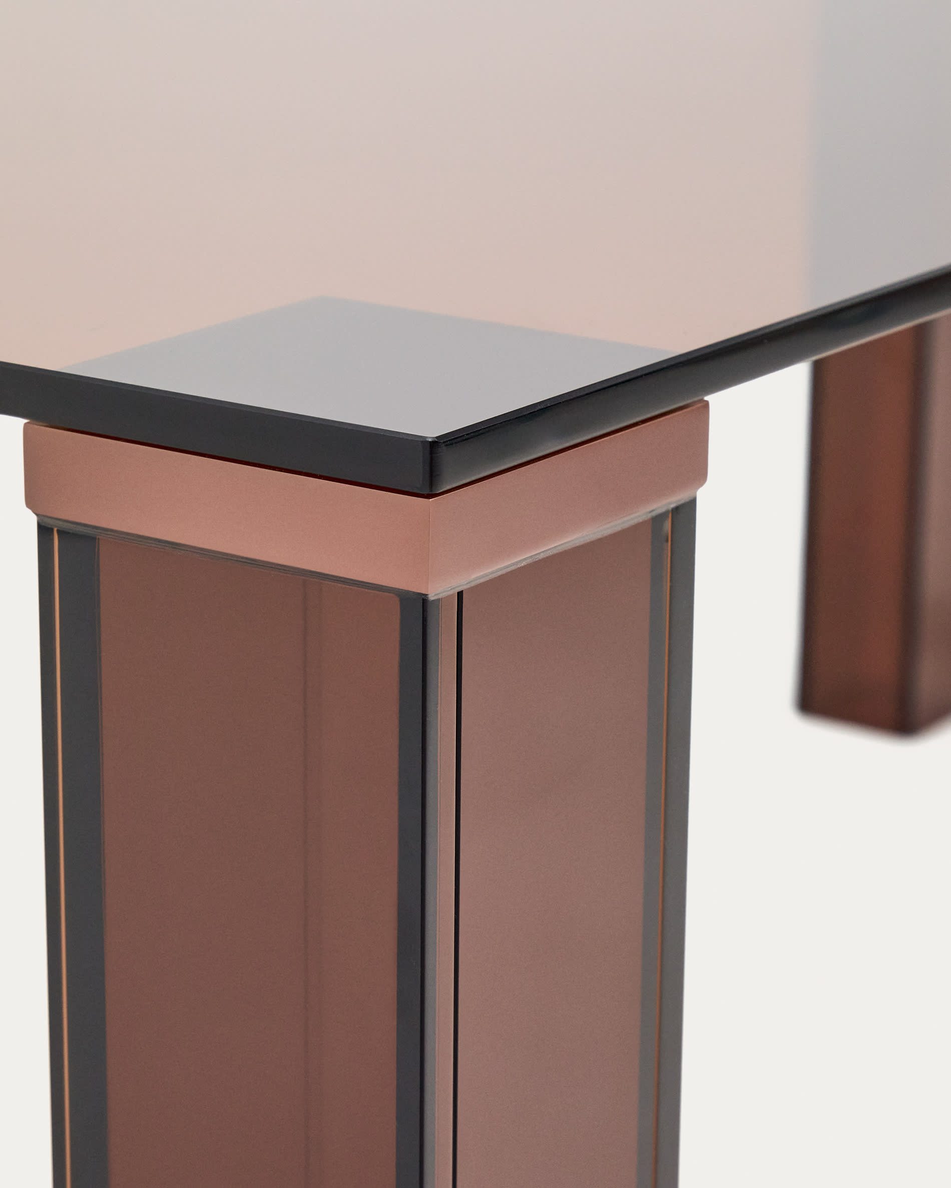 Adularia table in brown tempered glass 200 x 100cm