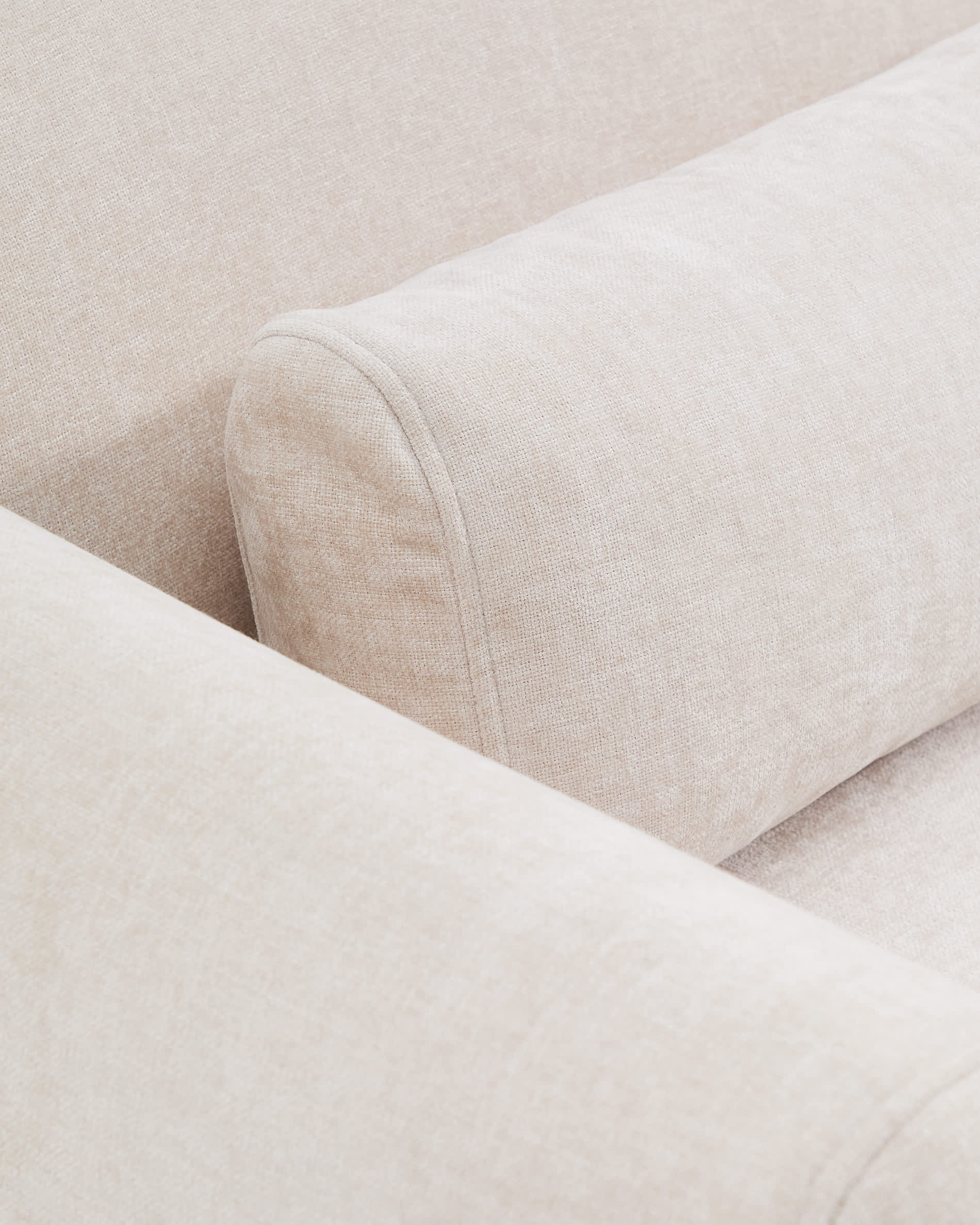 Lares 2-seater sofa with motorised sliding seats and reclining headrest in beige chenille 150cm