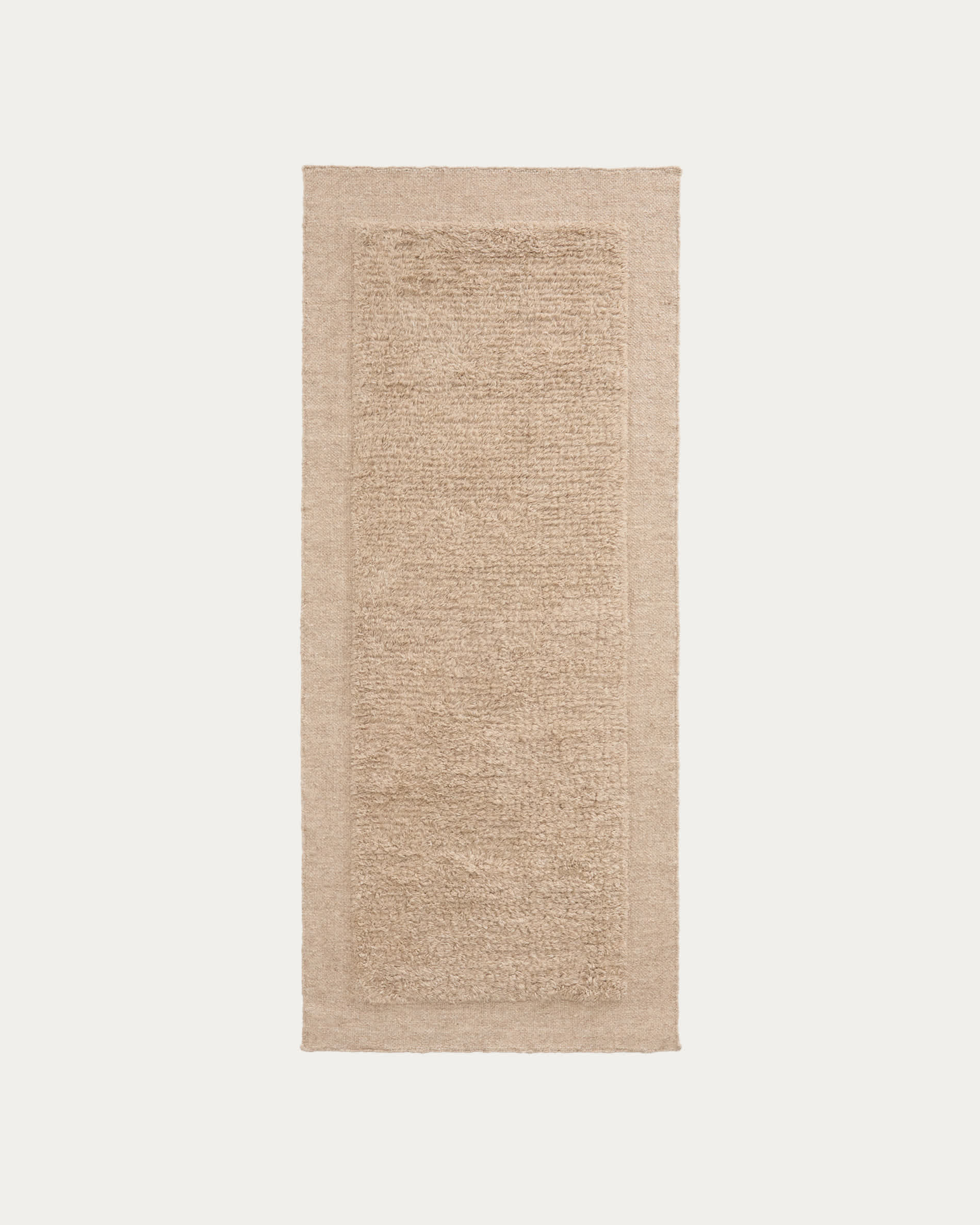 Marely beige wool runner rug 200 x 80cm