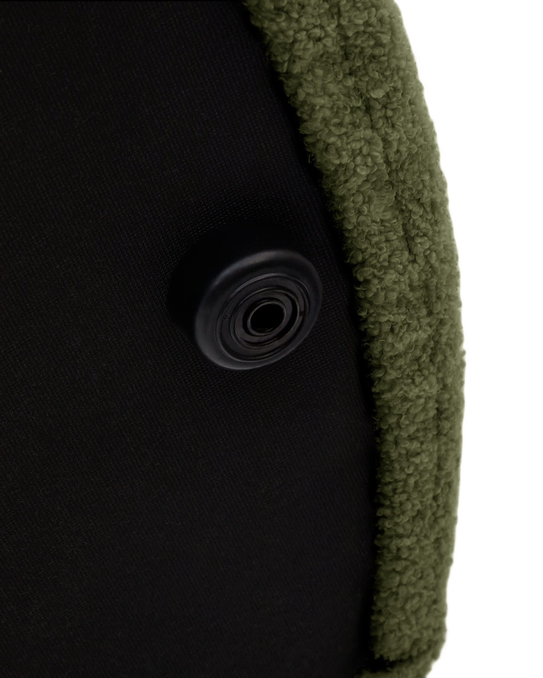 Kaeli footrest cover in green bouclé Ø 60 cm