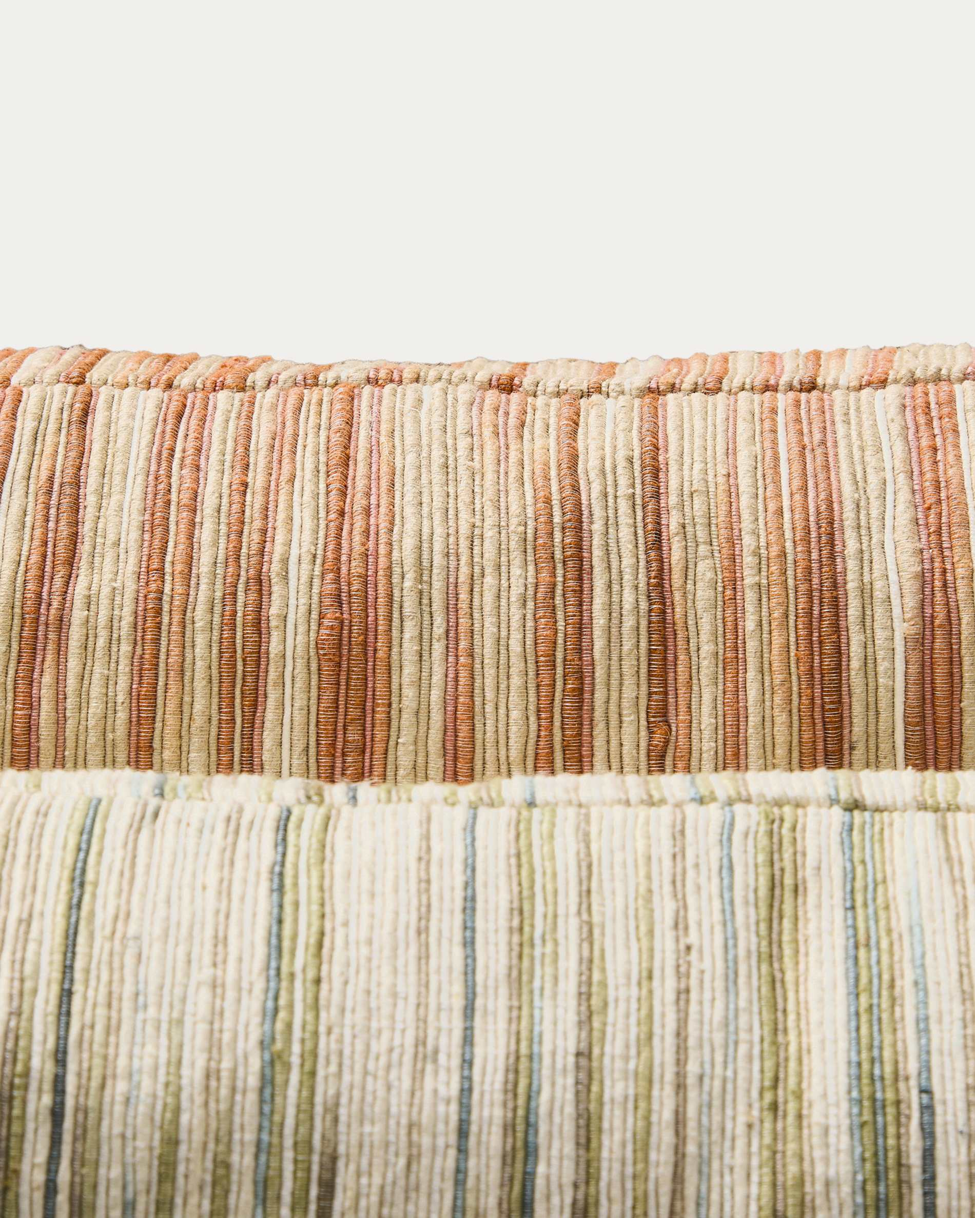 Zilora green and beige striped silk blend jacquard cushion cover 45 x 45cm