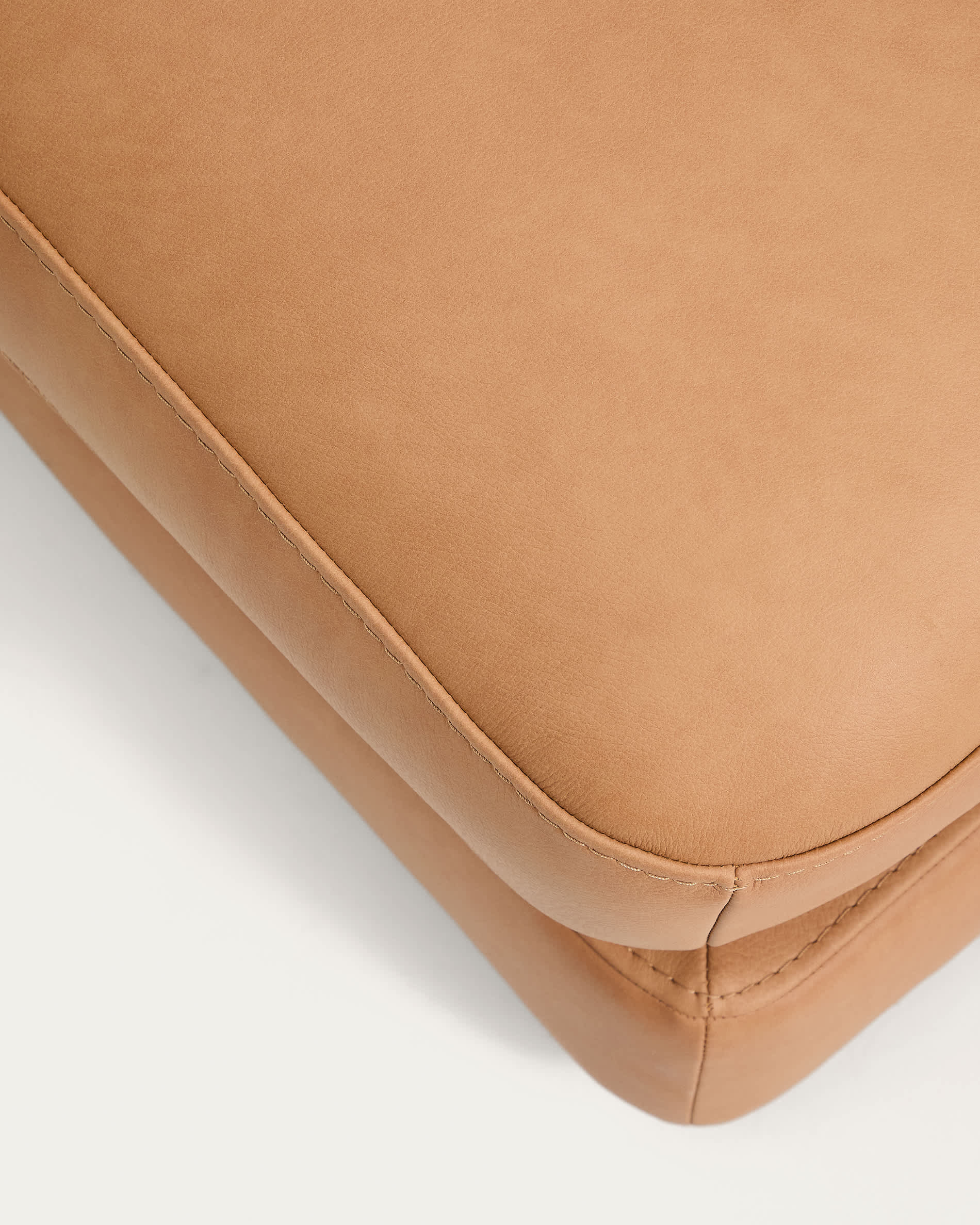Gala brown leather footrest 90 x 90cm