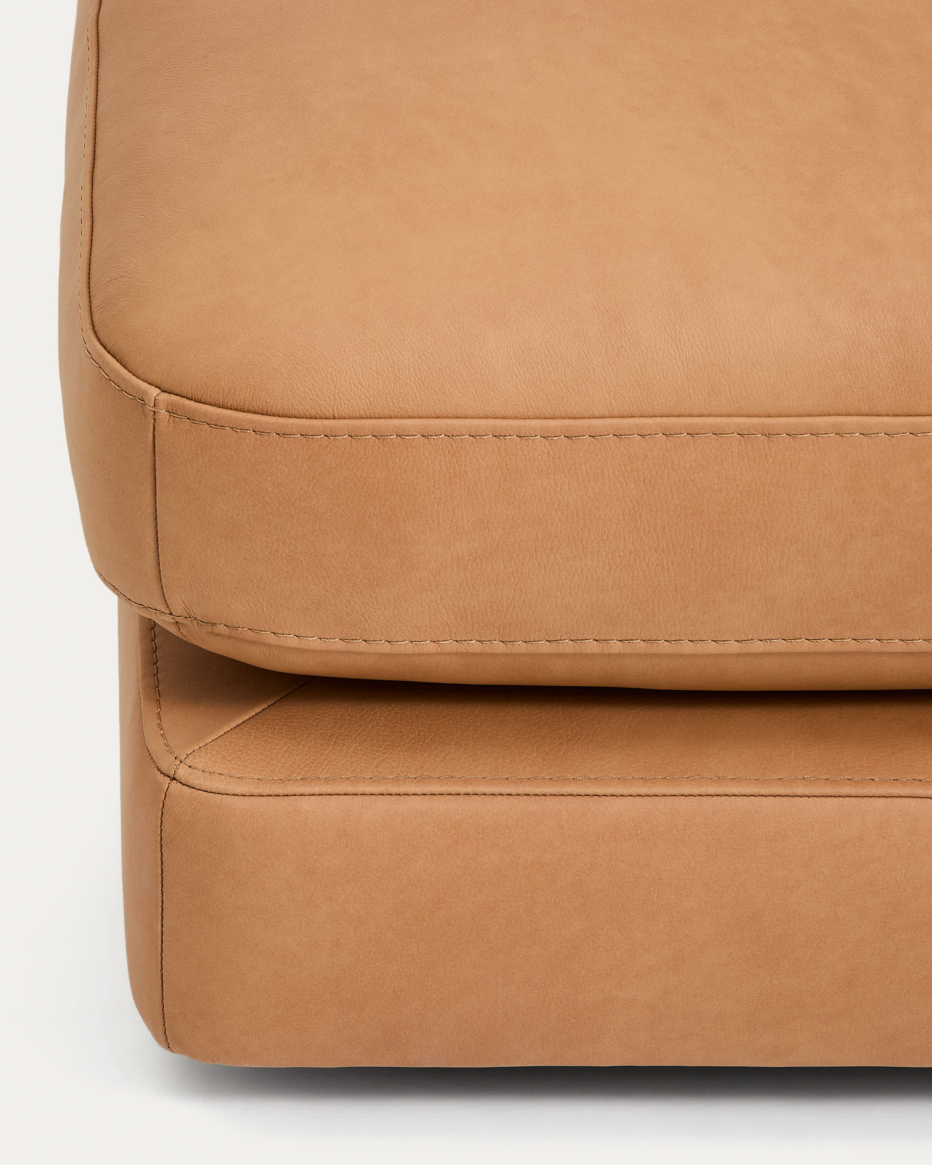Gala brown leather footrest 90 x 90cm