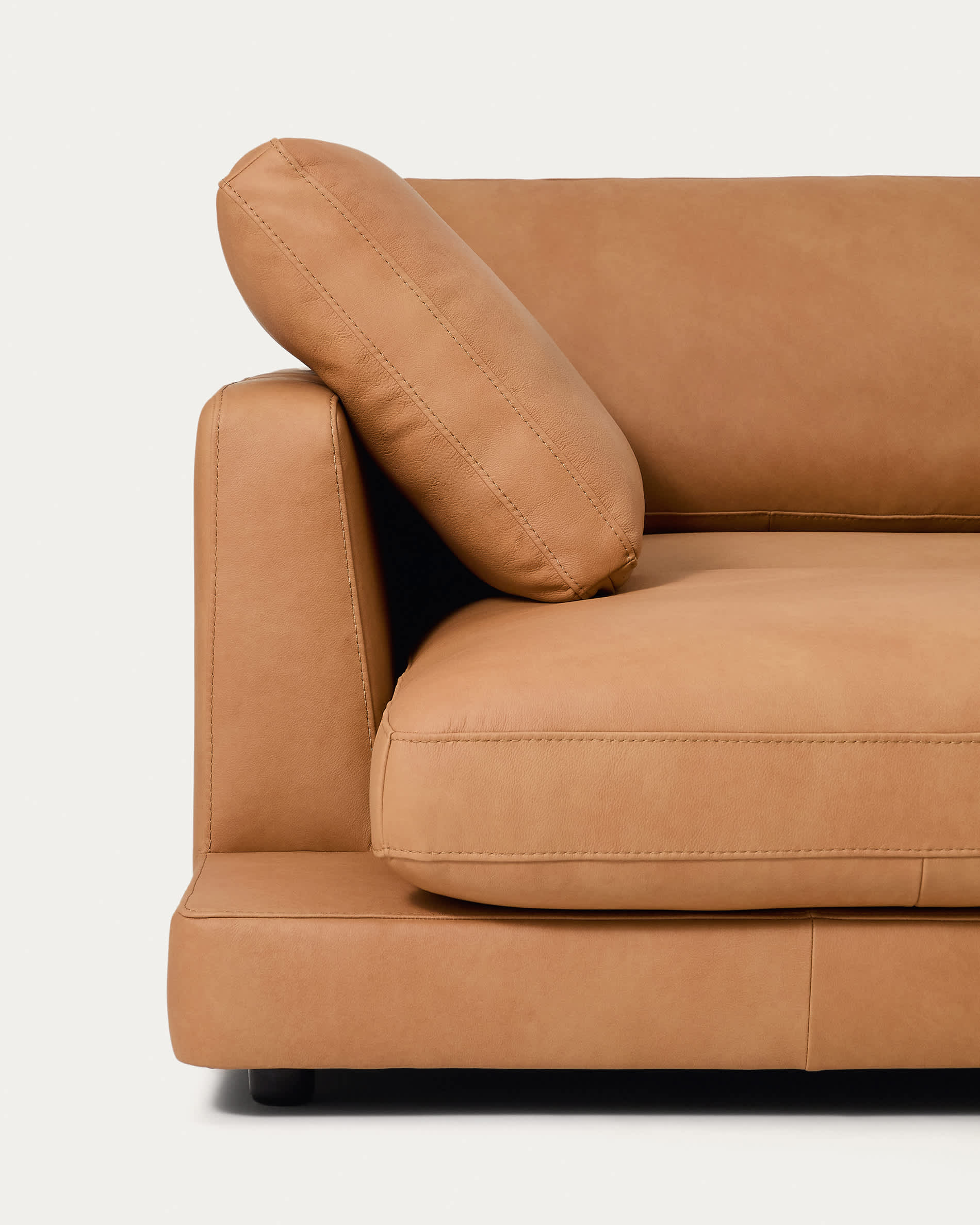 Gala 4-seater leather sofa with left chaise longue brown 300cm