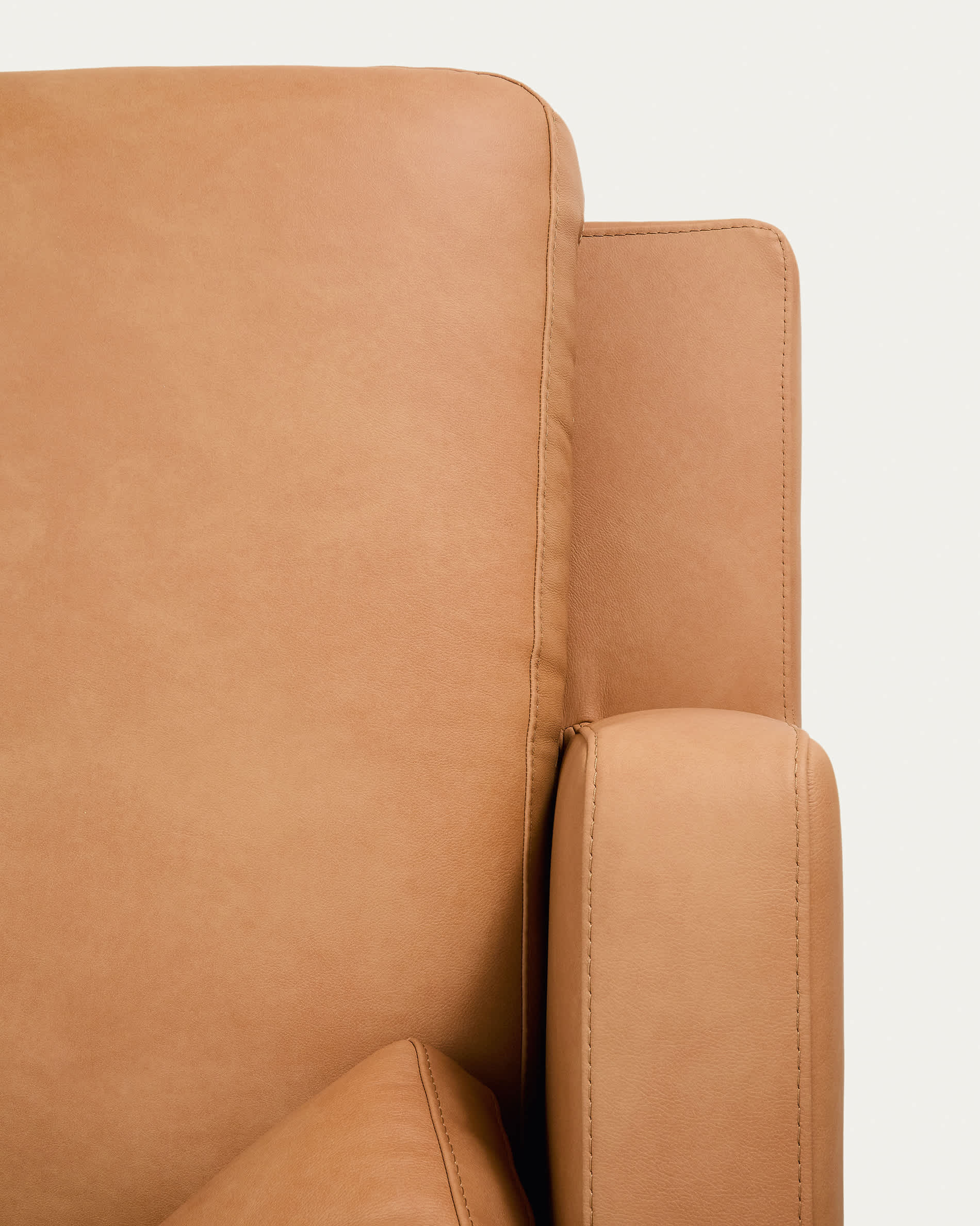 Gala 4-seater leather sofa with left chaise longue brown 300cm