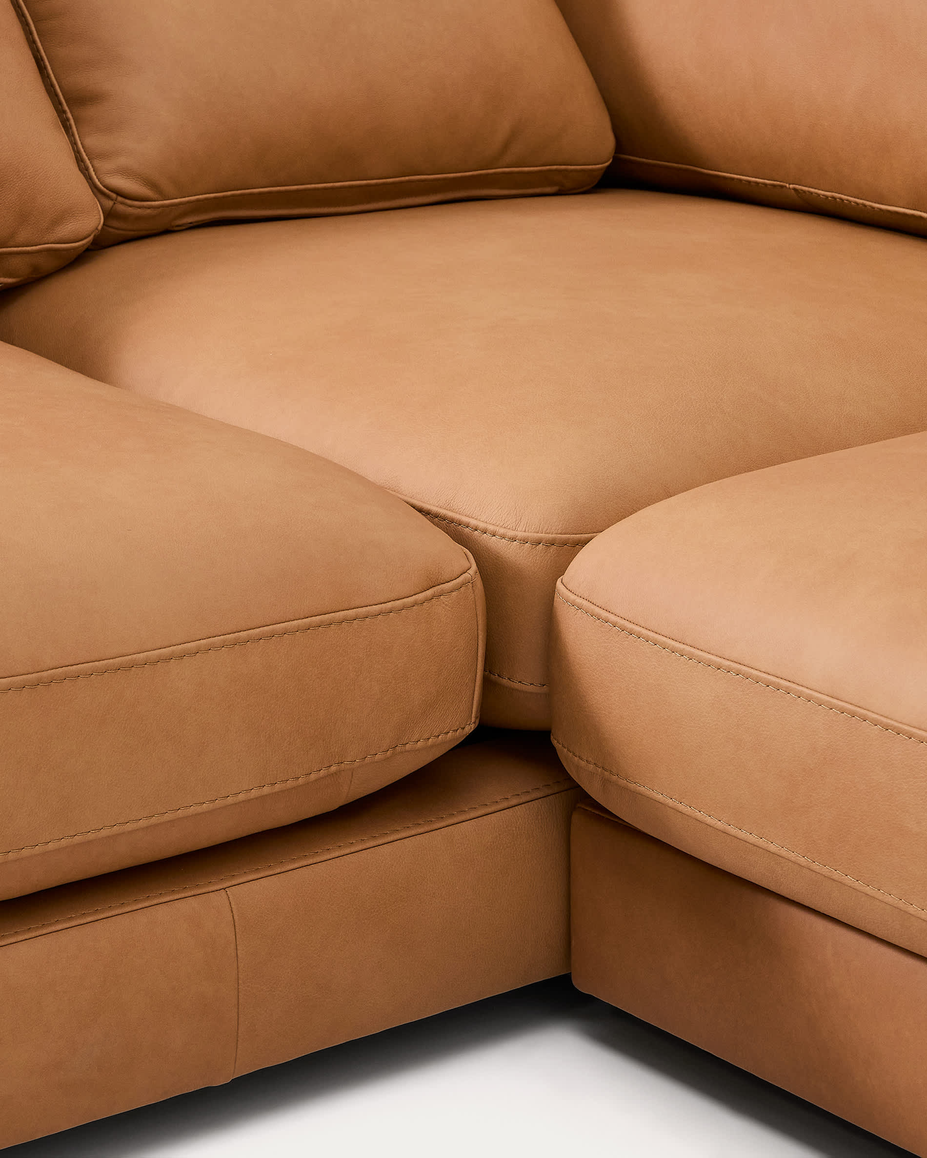 Gala 4-seater leather sofa with left chaise longue brown 300cm
