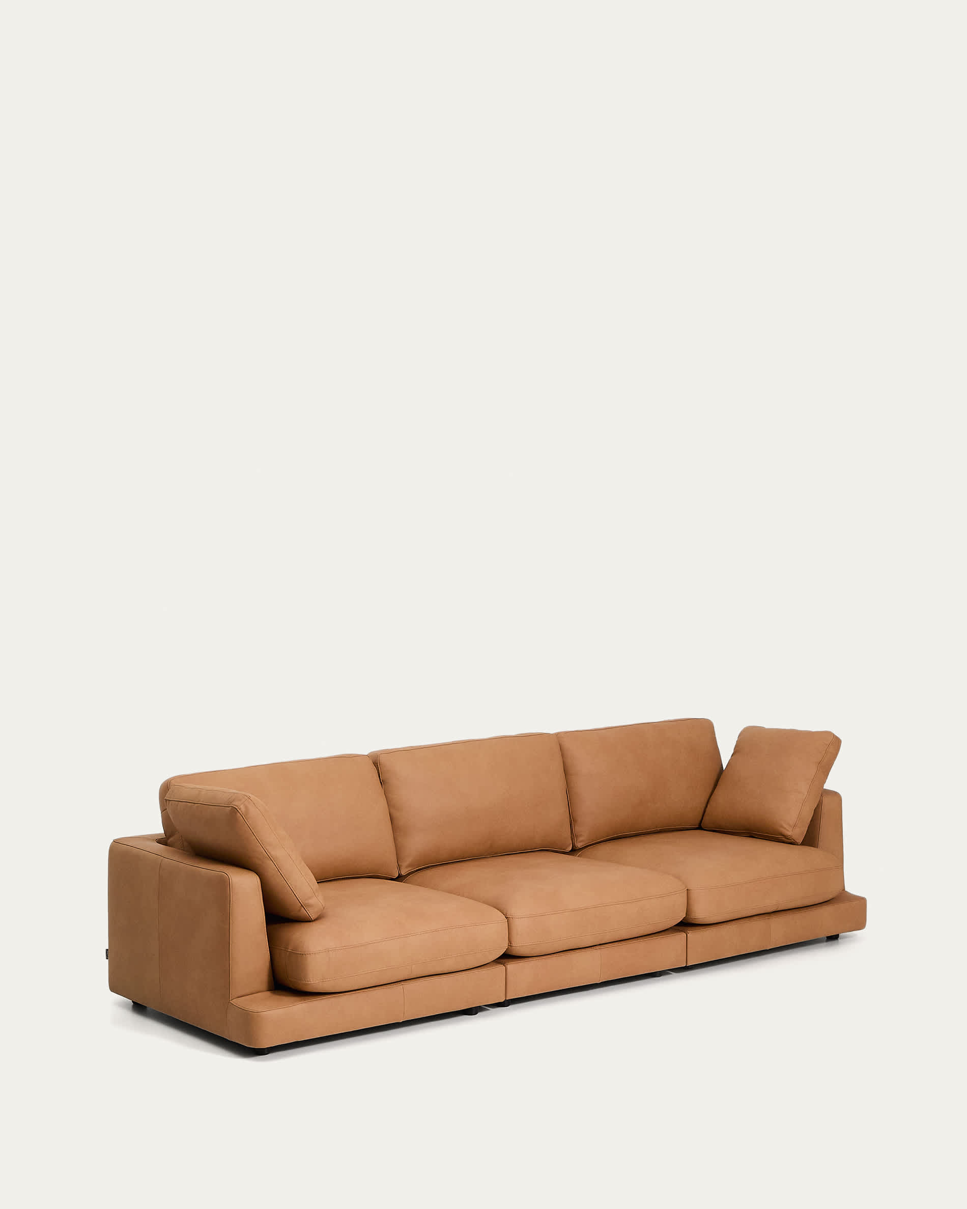 Gala 4-seater sofa in brown leather 300cm