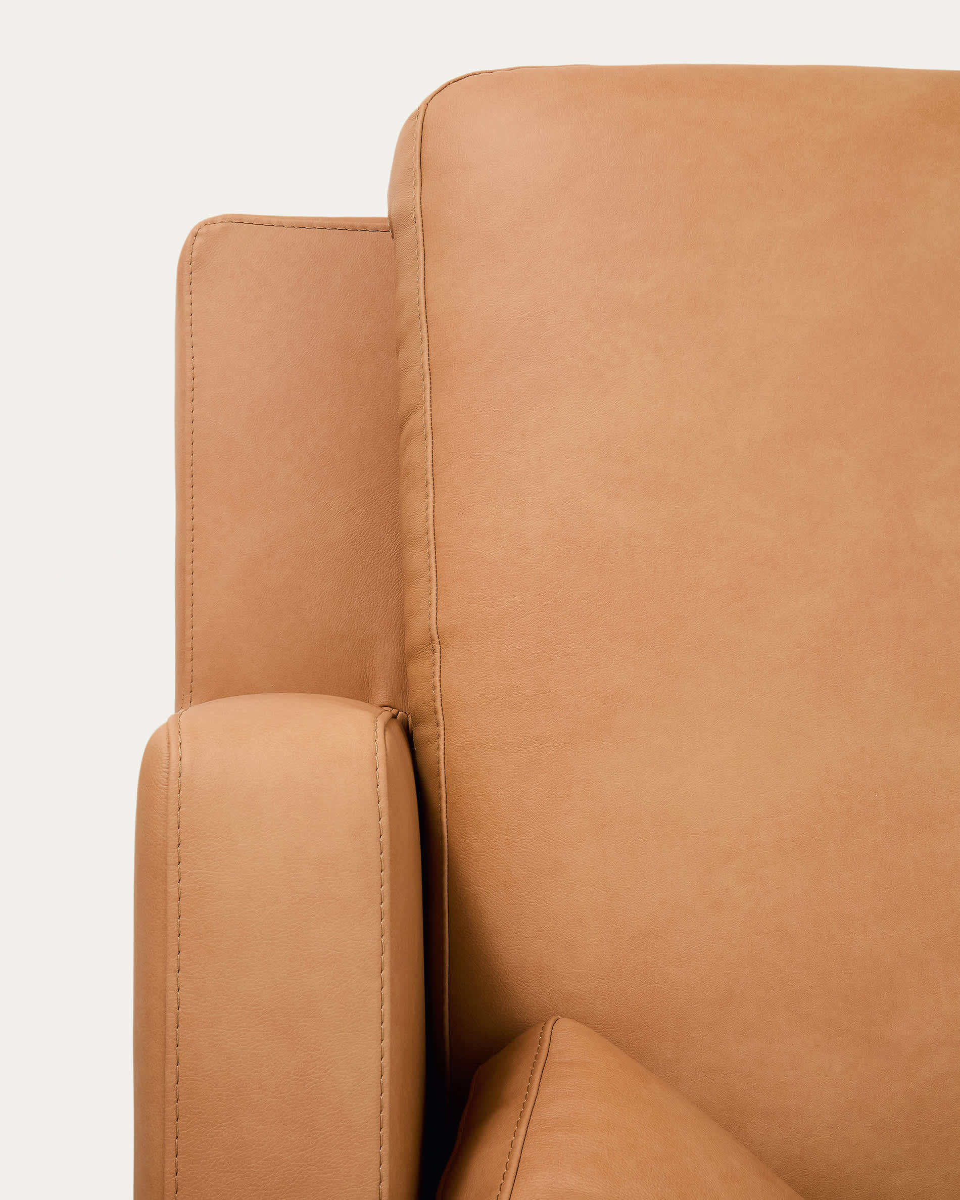 Gala 4-seater leather sofa with right chaise longue brown 300cm