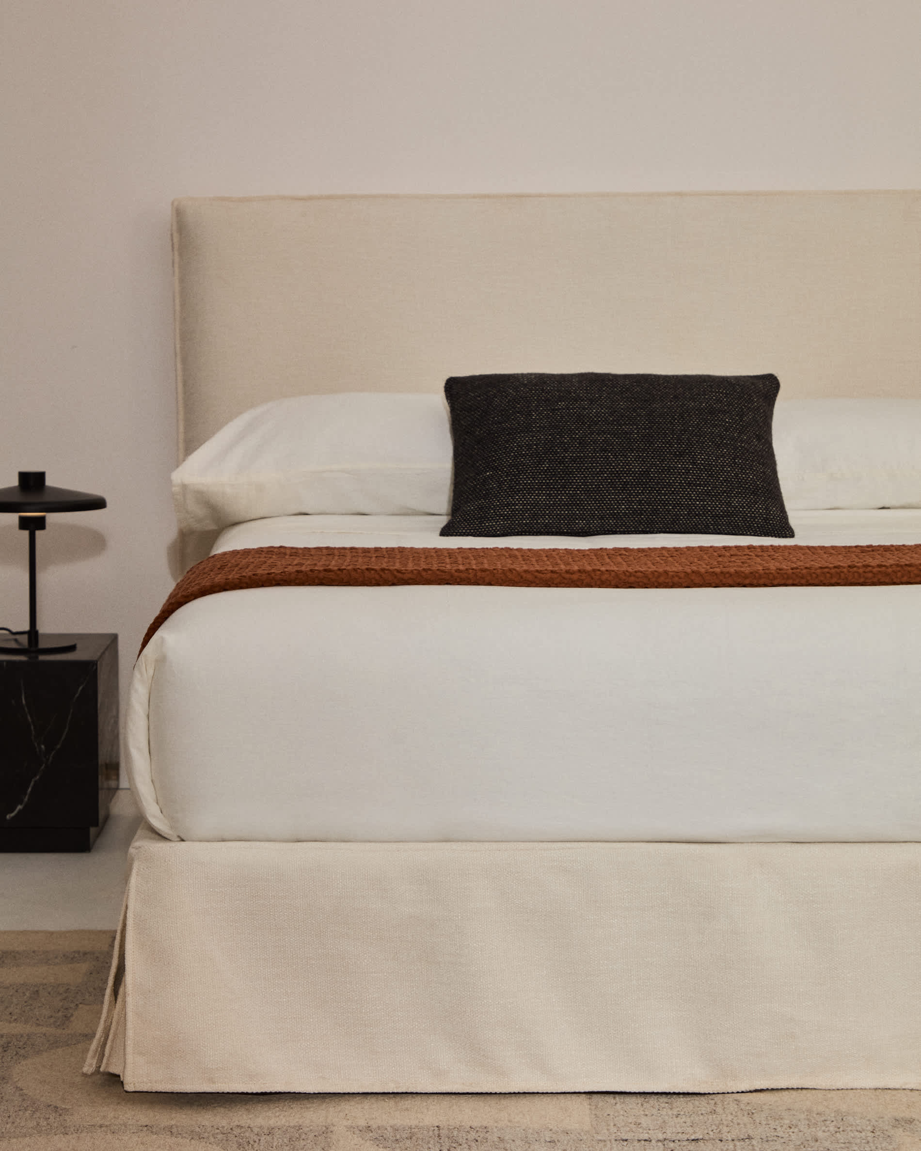 Jaira white chenille bed with removable cover for mattress 160x200cm FSC Mix Credit
