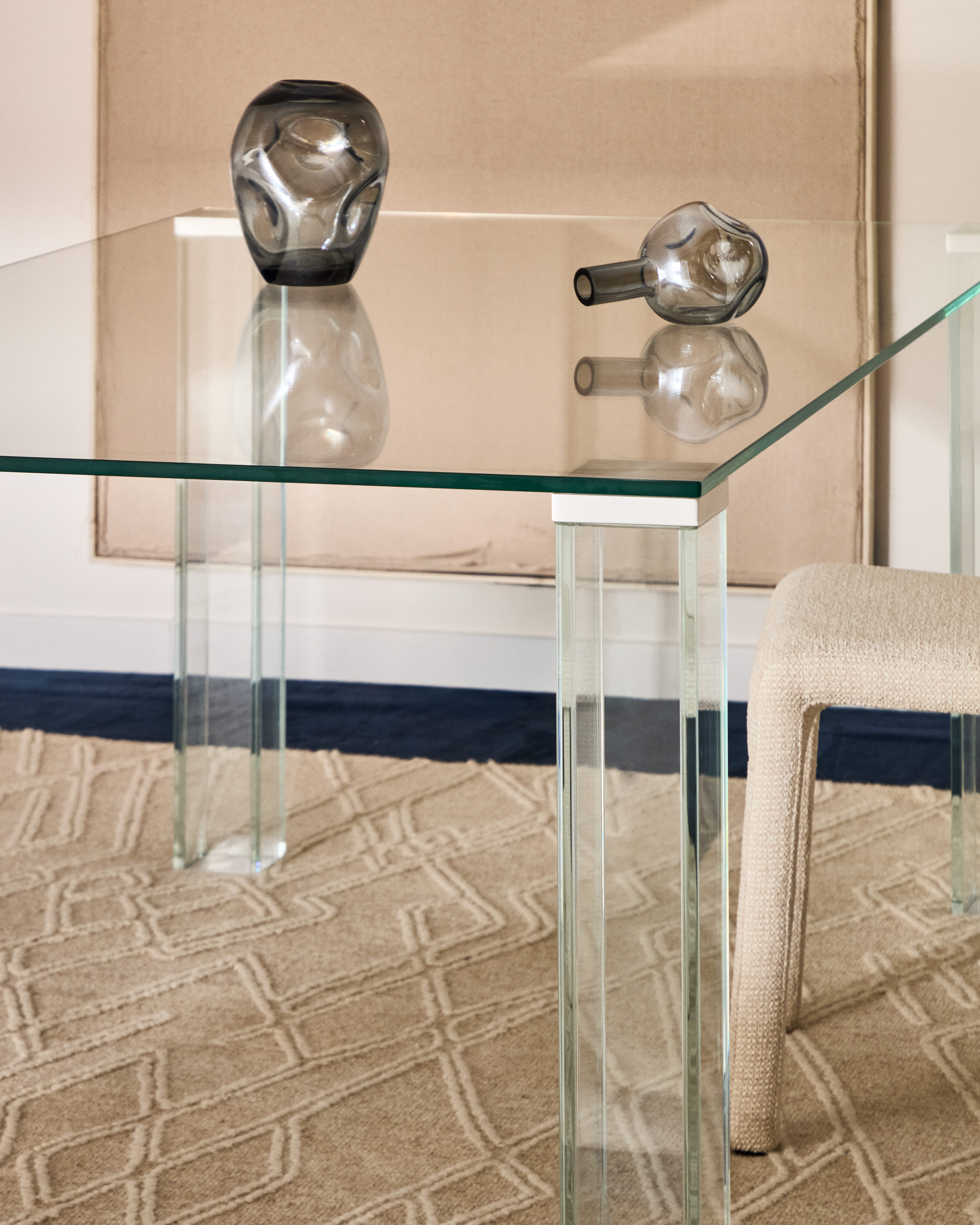 Adularia table in clear tempered glass 160 x 90cm