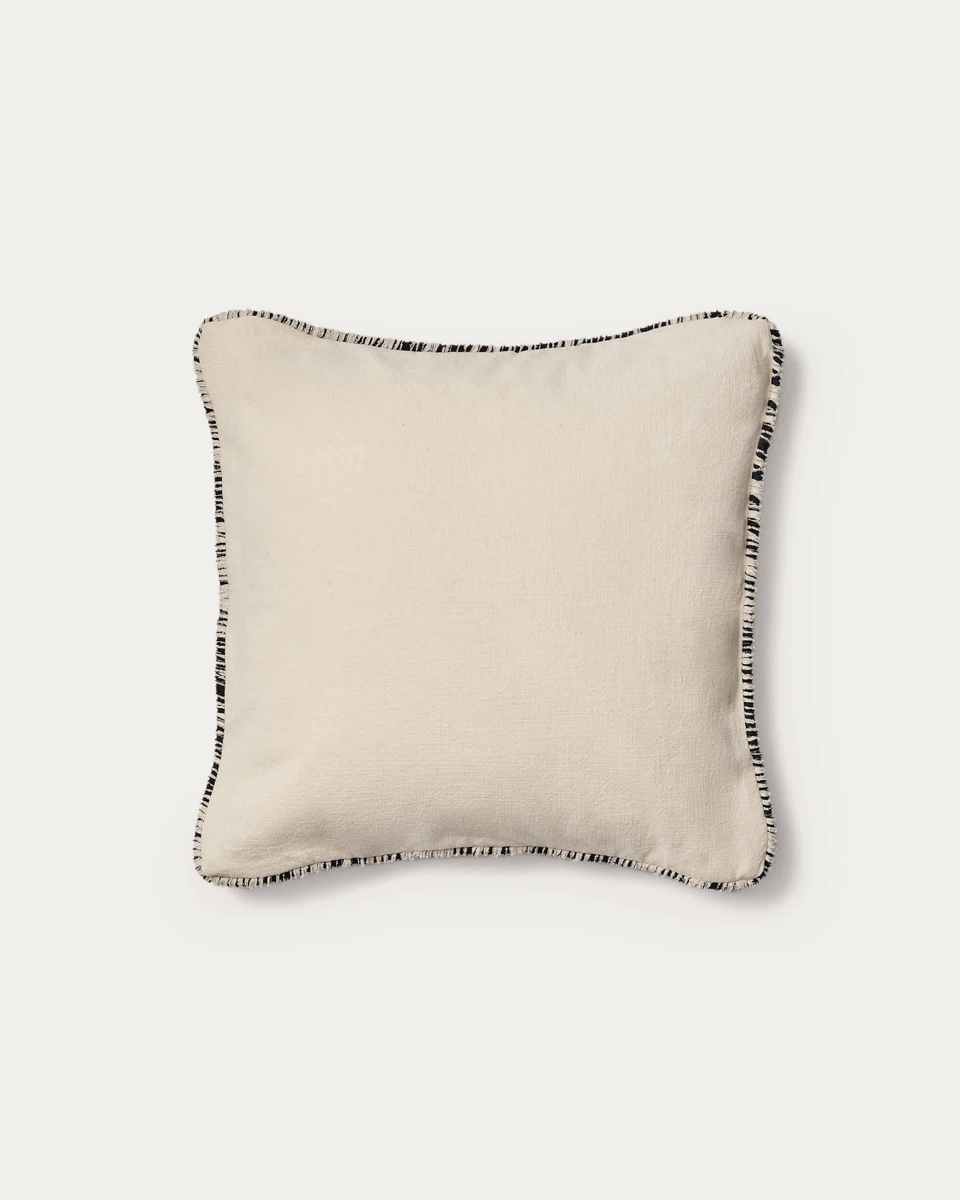 Enari beige 100% cotton cushion cover with contrasting black trim 50 x 50cm