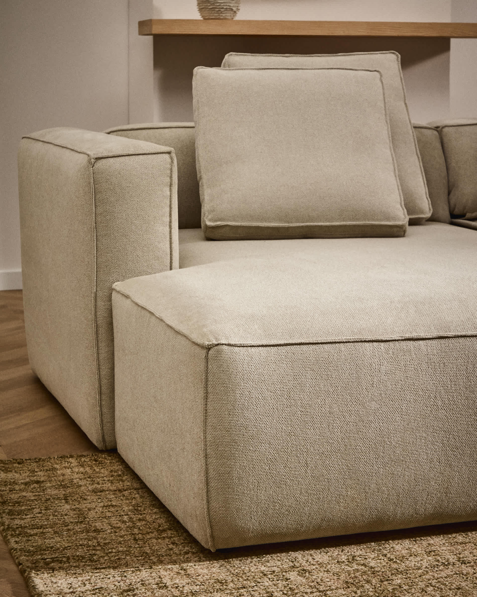 Marela beige chenille 3-seater sofa bed with left chaise longue 236cm FSC Mix Credit