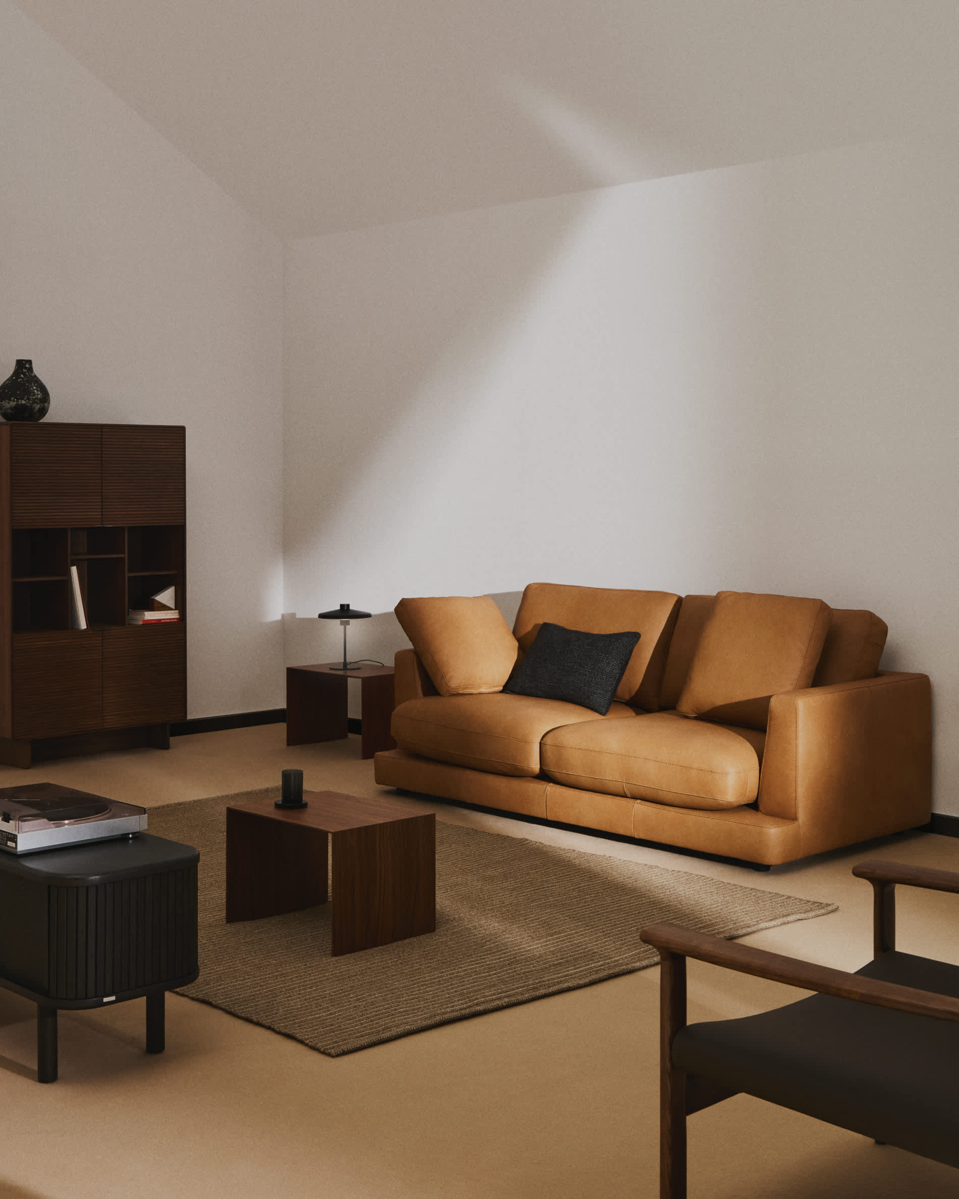 Gala 3-seater sofa in brown leather 210cm