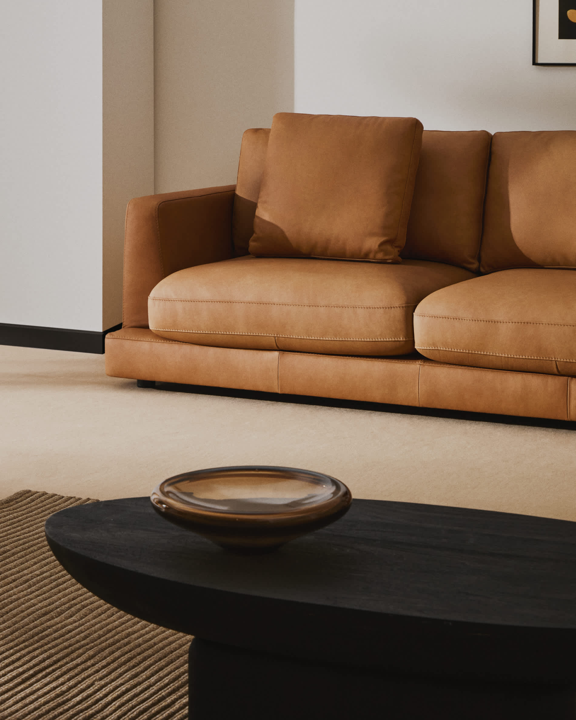 Gala 6-seater sofa in brown leather 390cm