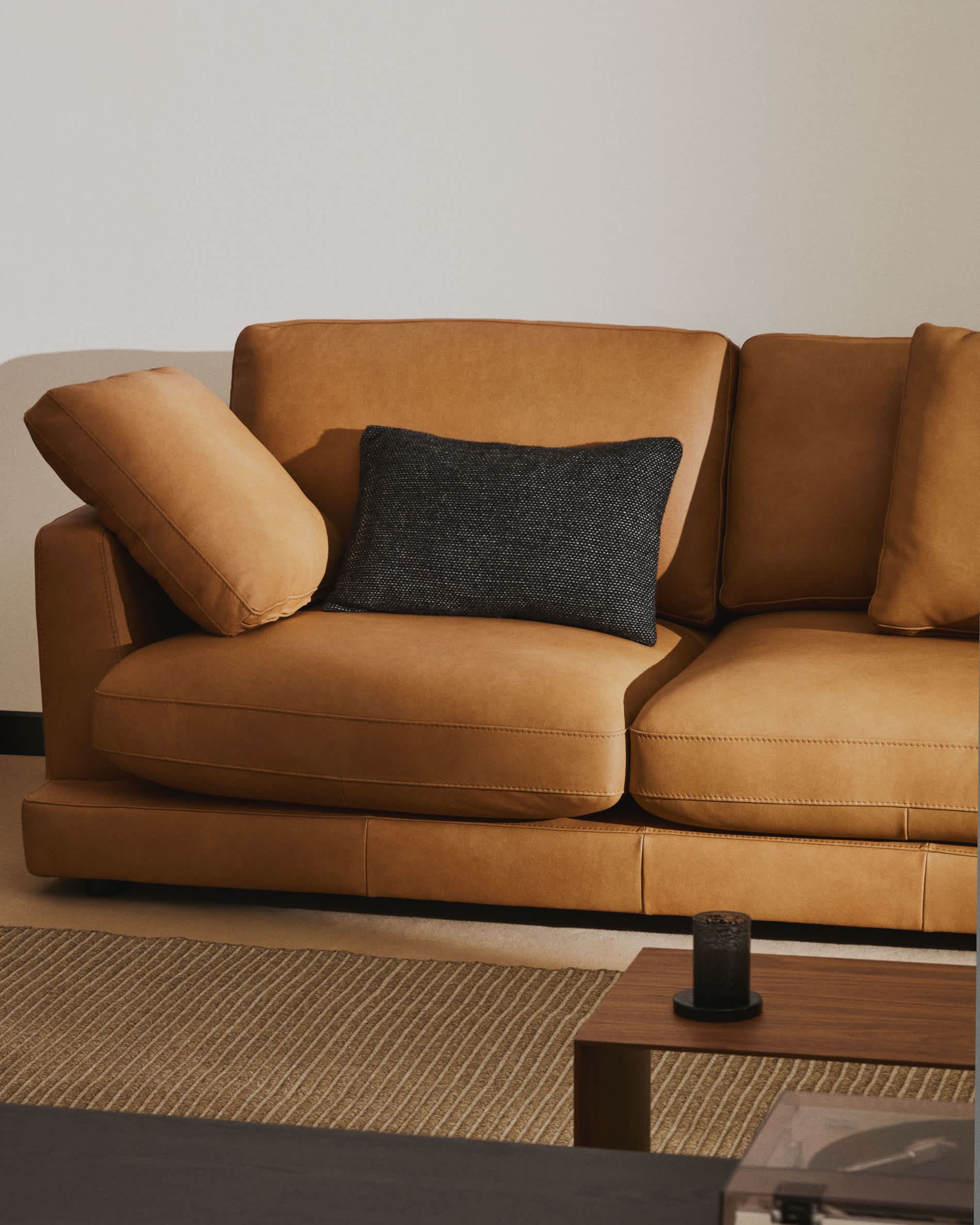 Gala 3-seater sofa in brown leather 210cm