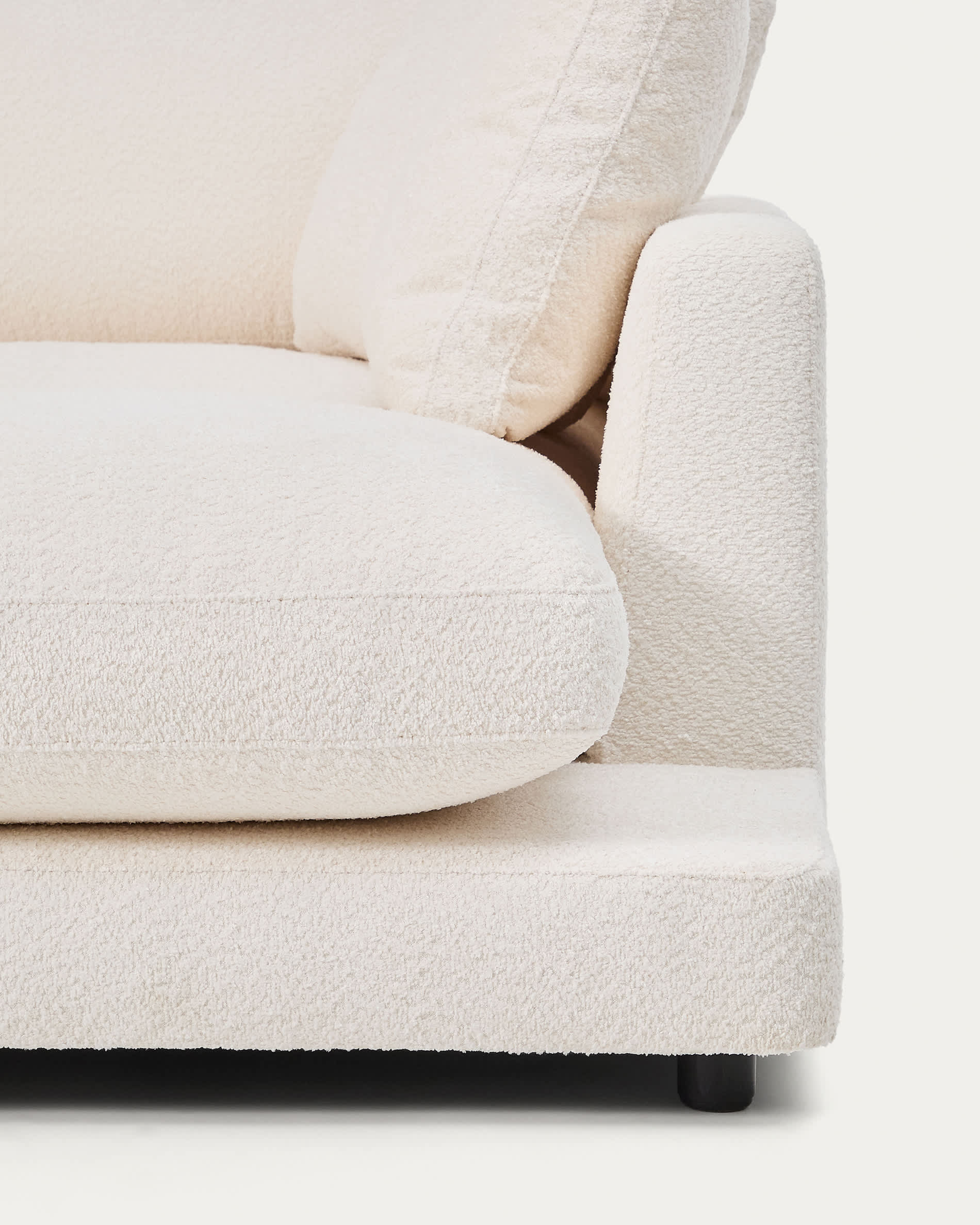 Gala fire-retardant ecru bouclé 4-seater sofa with right chaise longue FSC Mix Credit 300cm