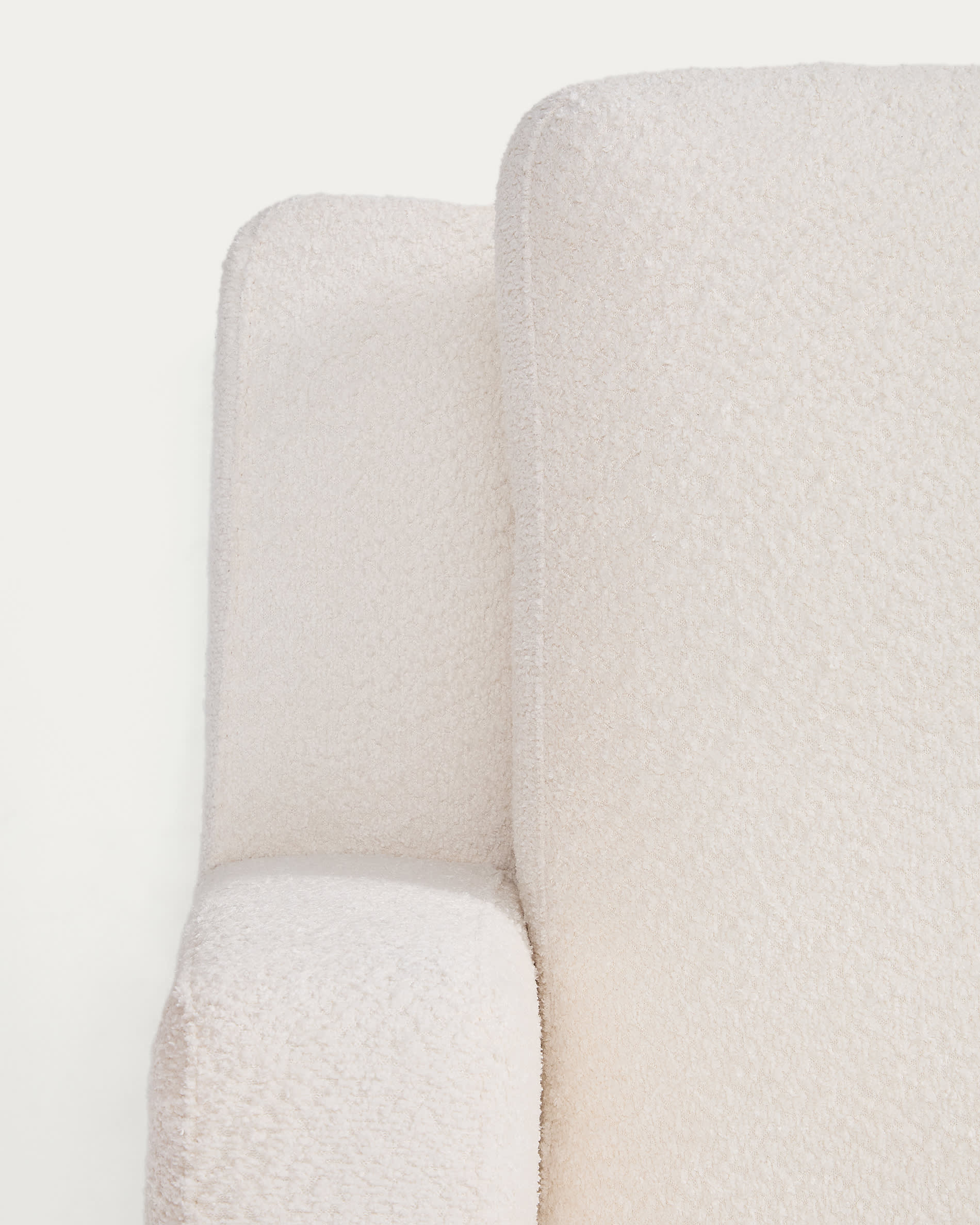 Gala fire-retardant ecru bouclé 4-seater sofa with right chaise longue FSC Mix Credit 300cm