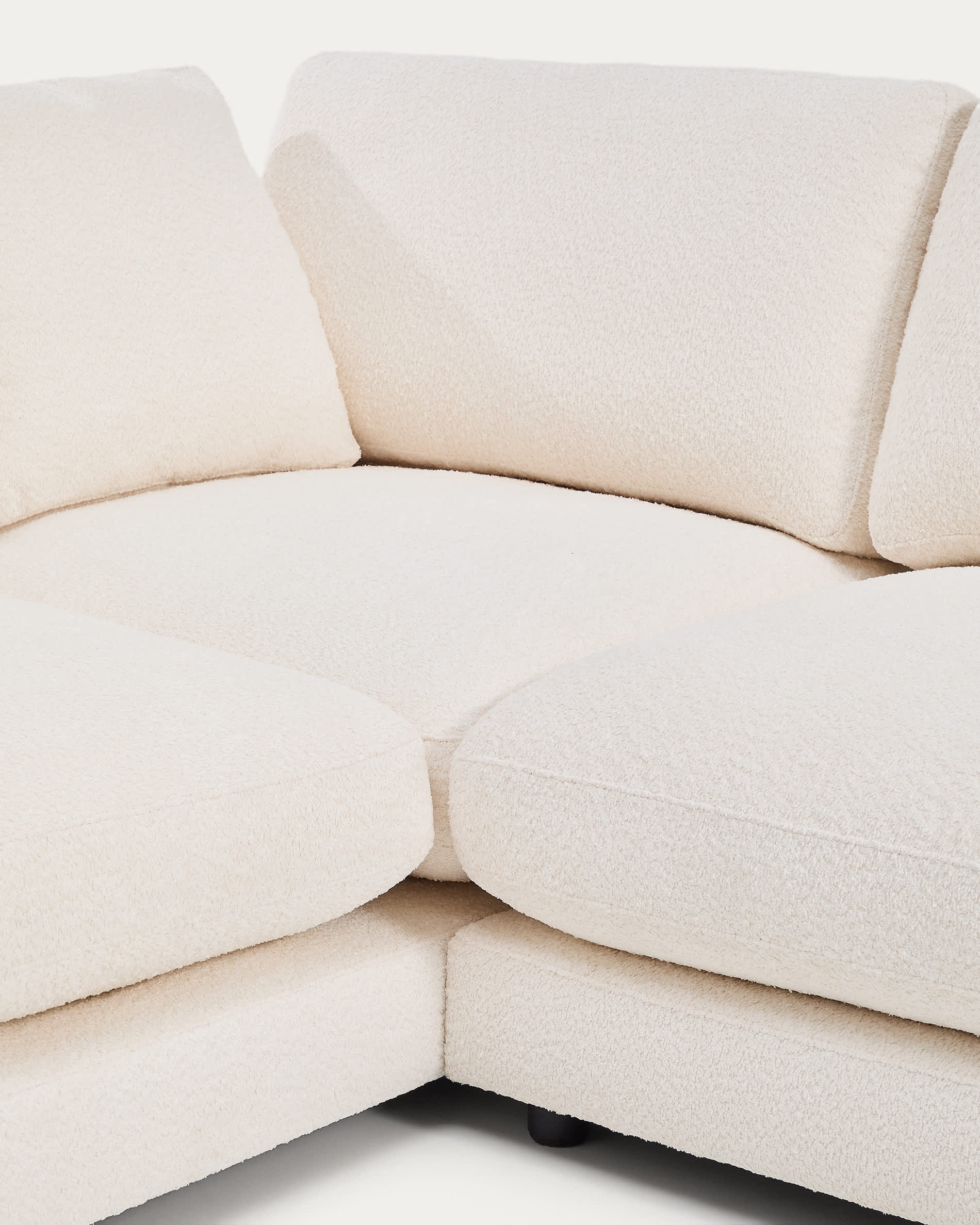 Gala fire-retardant ecru bouclé 4-seater sofa with left chaise longue FSC Mix Credit 300cm