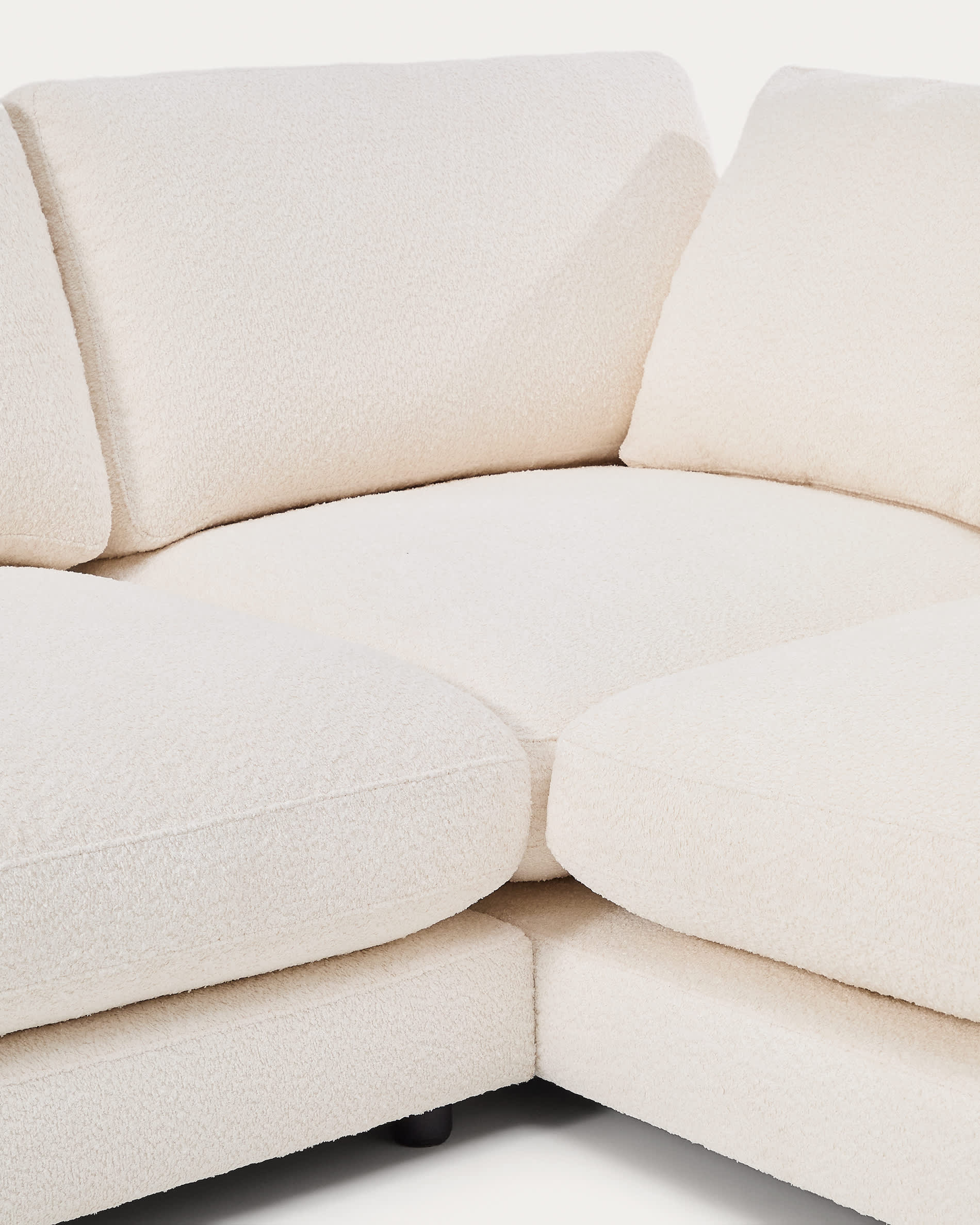 Gala fire-retardant ecru bouclé 4-seater sofa with right chaise longue FSC Mix Credit 300cm