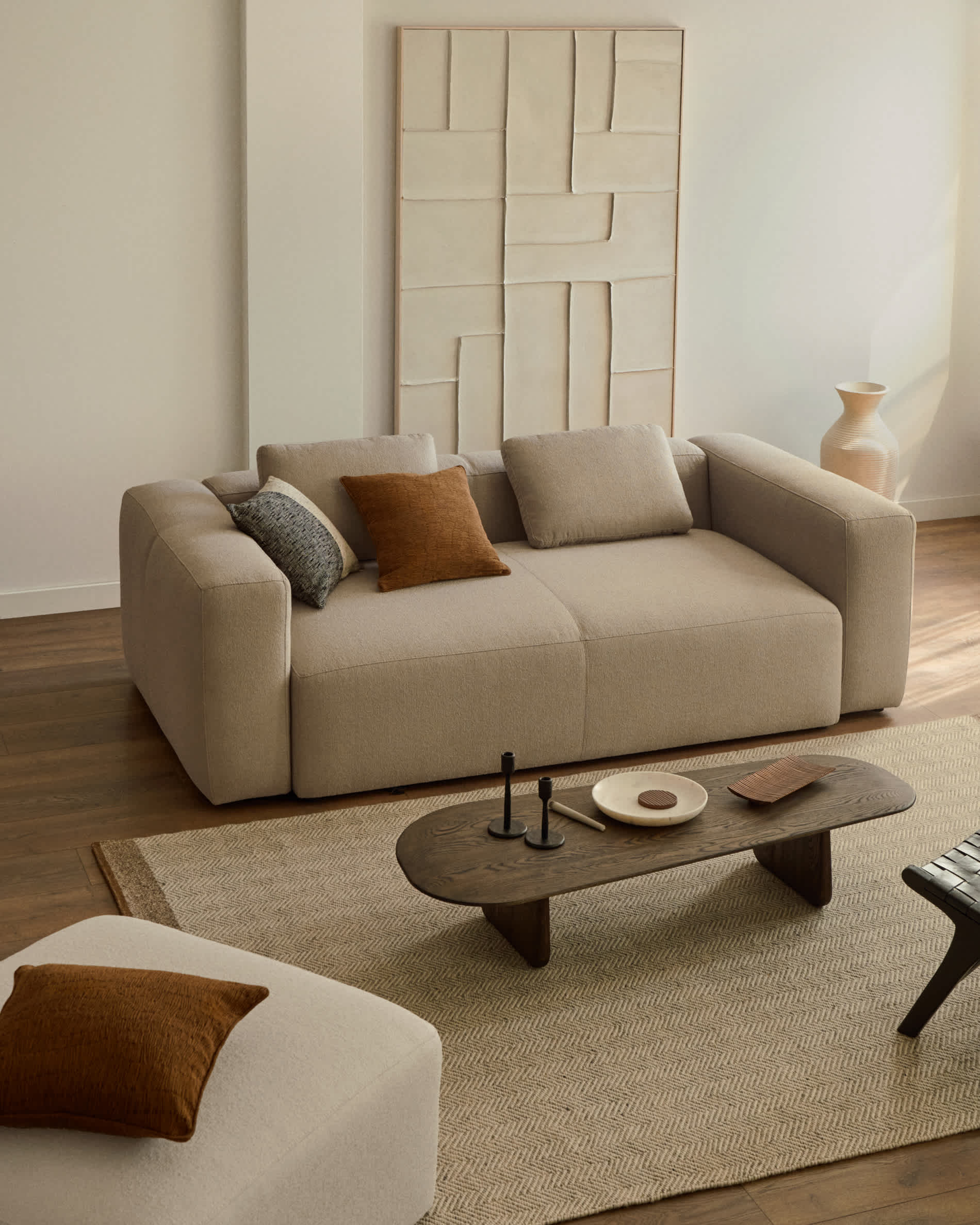Nifelia beige wool jacquard rug, 200 x 300 cm