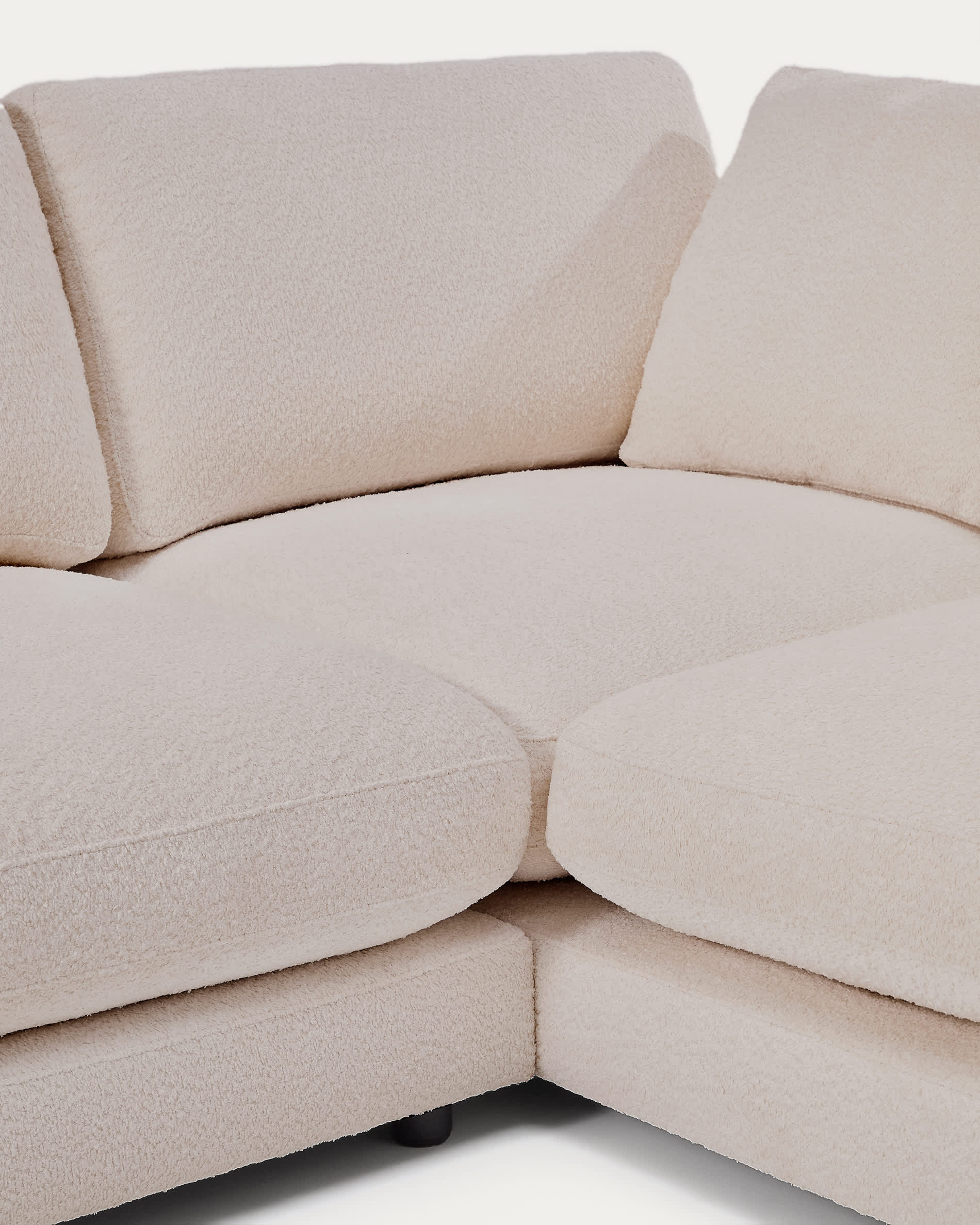 Gala fire-retardant beige bouclé 4-seater sofa with left chaise longue FSC Mix Credit 300cm