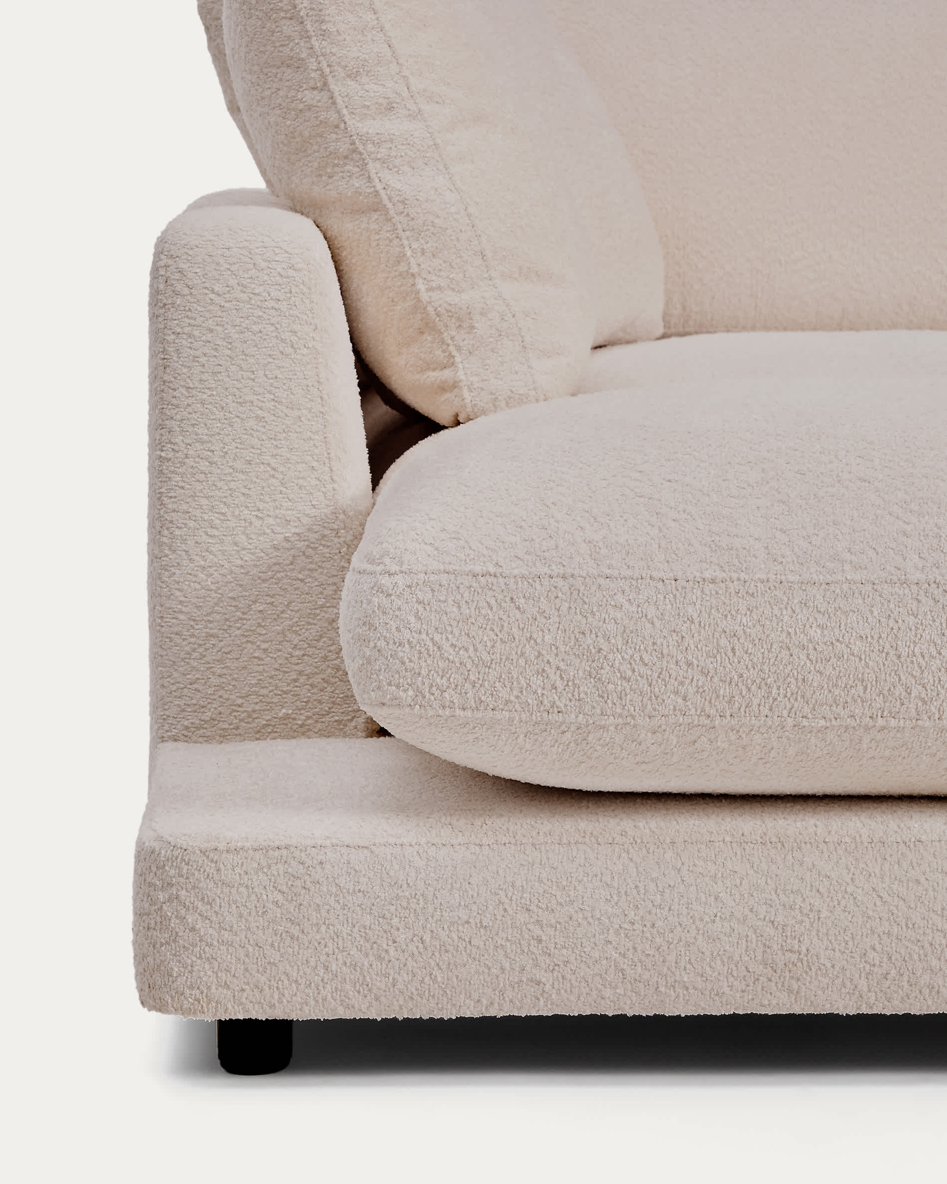 Gala fire-retardant beige bouclé 4-seater sofa with right chaise longue FSC Mix Credit 300cm