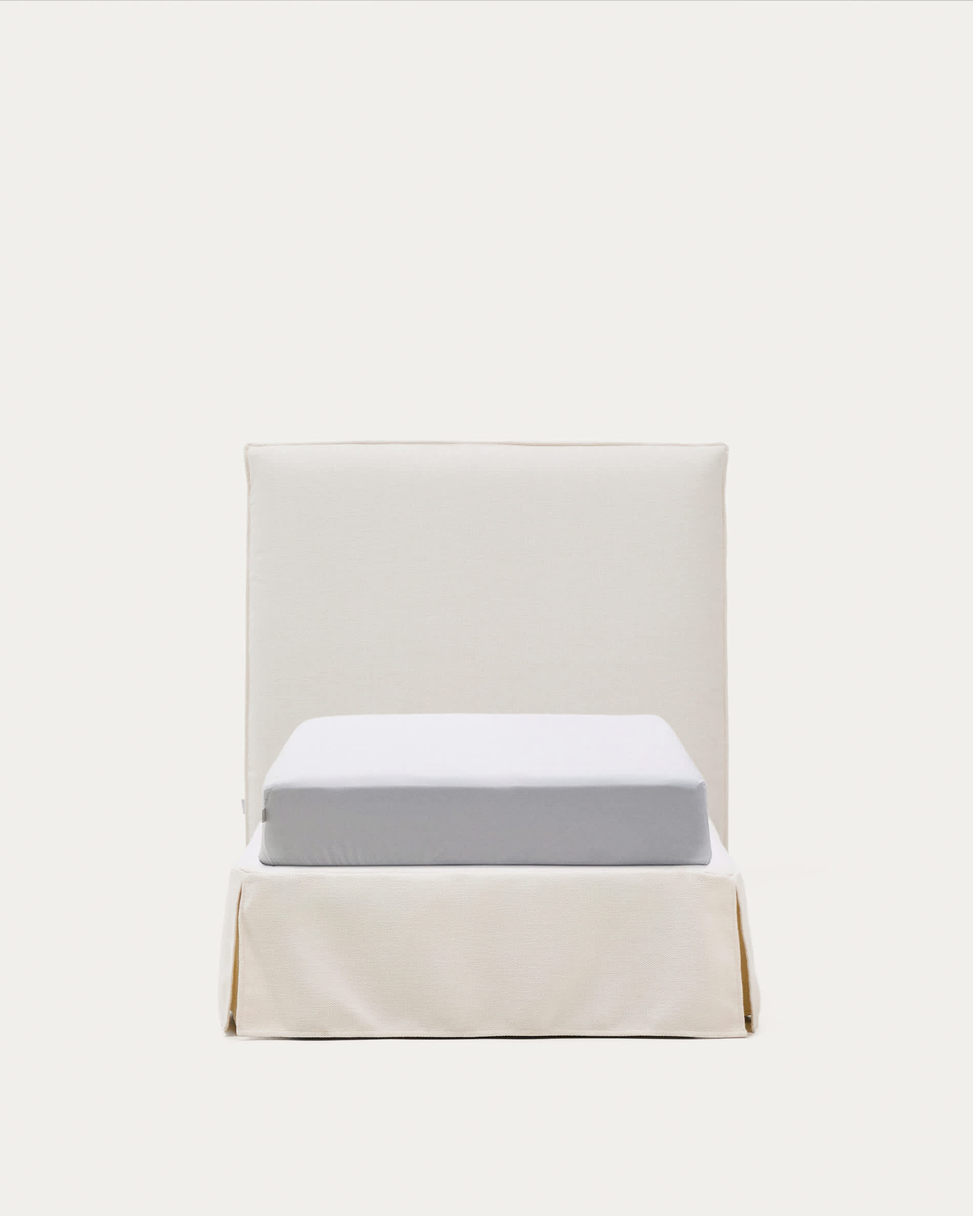 Jaira white chenille bed with removable cover for 90x200cm mattress FSC Mix Credit