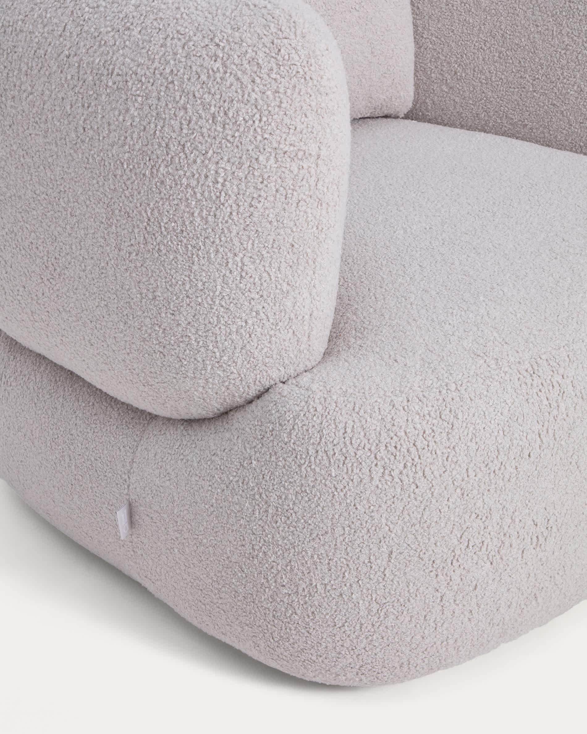 Martina grey bouclé swivel armchair with cushion FSC Mix Credit